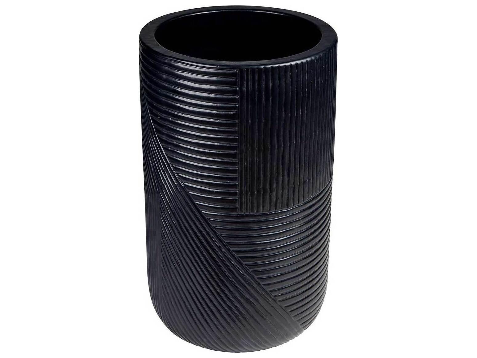 Seasonal Living Provenance Ceramic Coal Semigloss Serenity Textured Planter Set