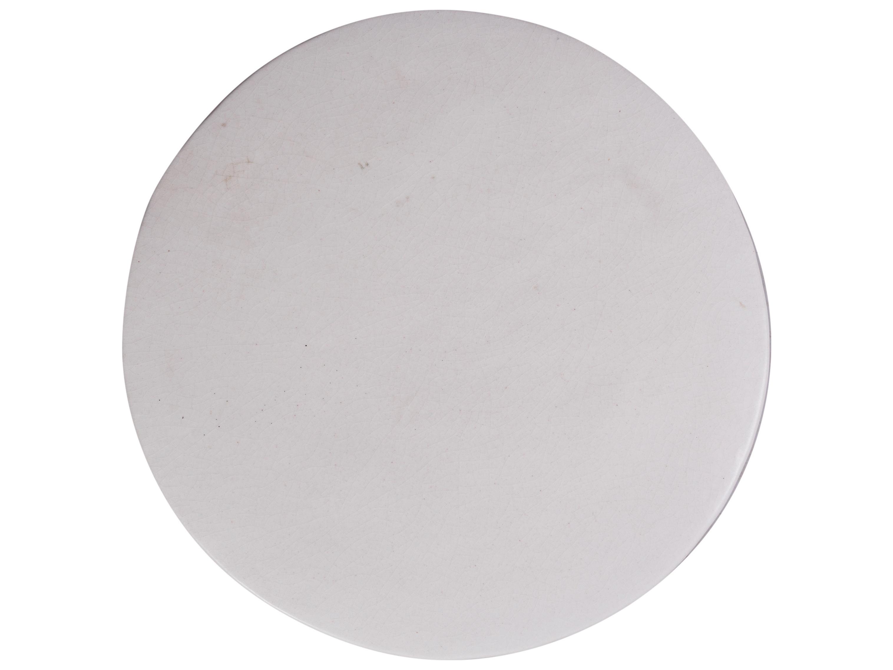 Seasonal Living Ceramics Linen Semi-gloss Top | Iron Base Ceramic Round Coffee Table