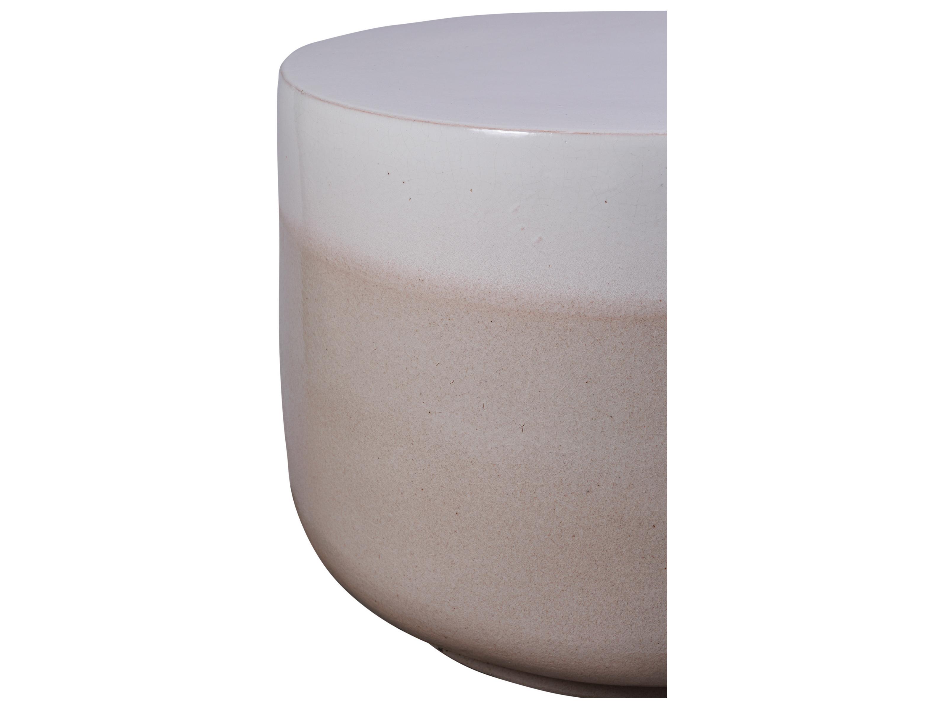 Seasonal Living Ceramics Linen Semi-gloss Top | Sand Gloss Base Ceramic Round Coffee Table