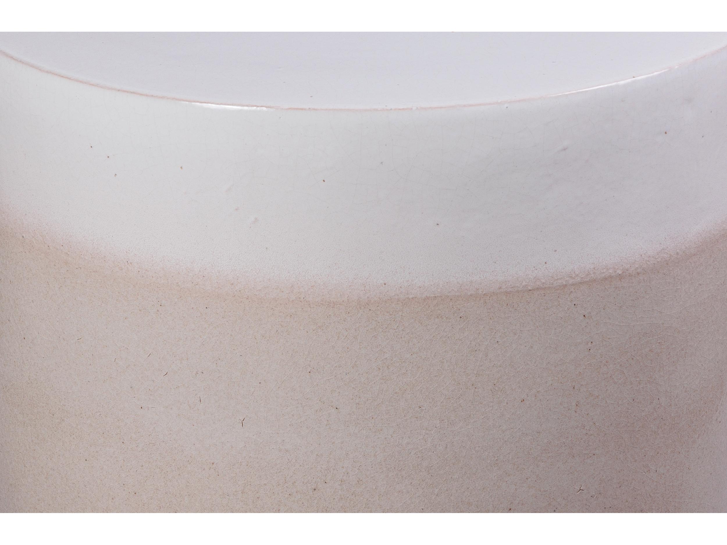 Seasonal Living Ceramics Linen Semi-gloss Top | Sand Gloss Base Ceramic Round Coffee Table