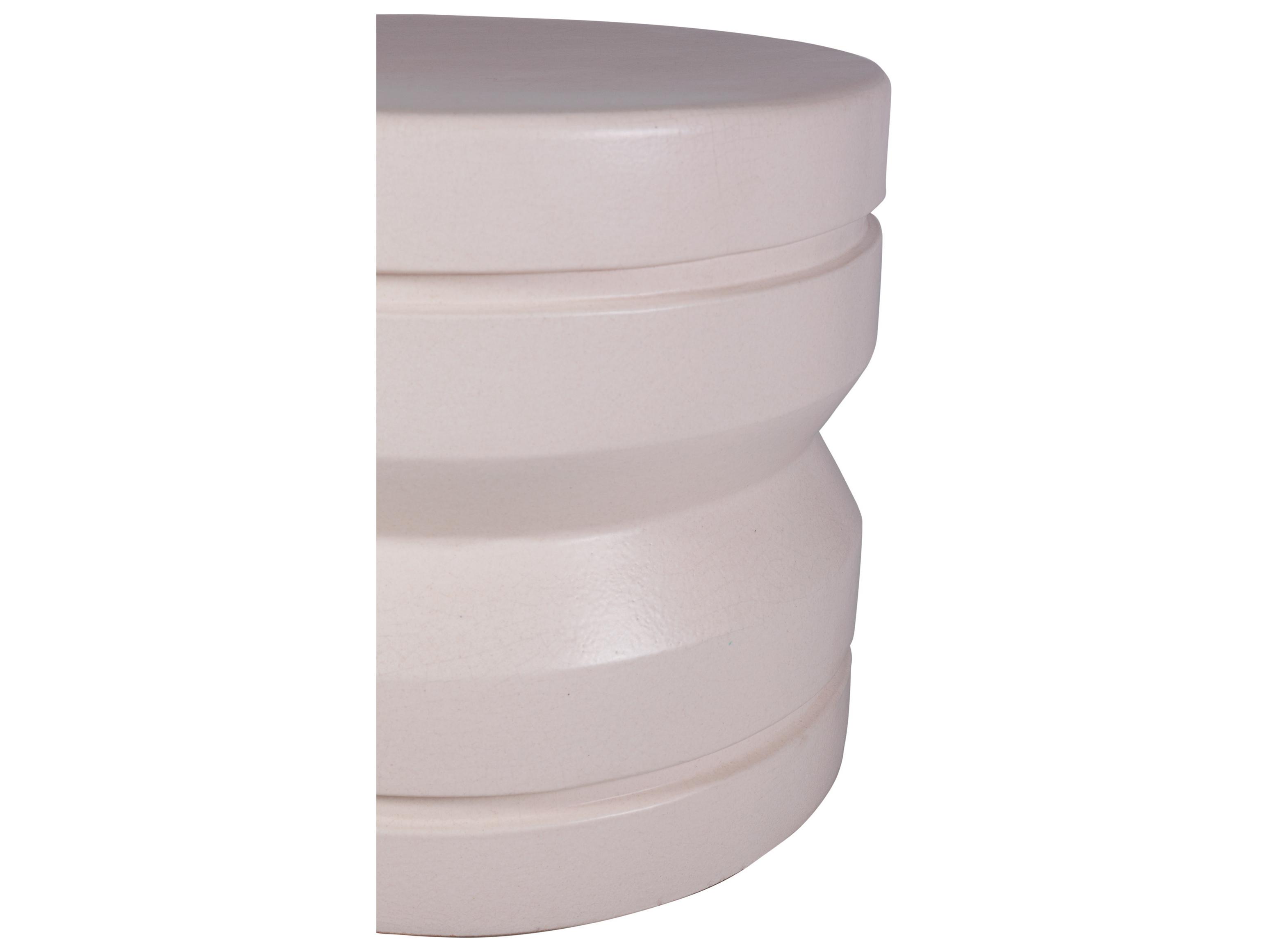 Seasonal Living Ceramics Linen Semi-gloss Ceramic Round End Table