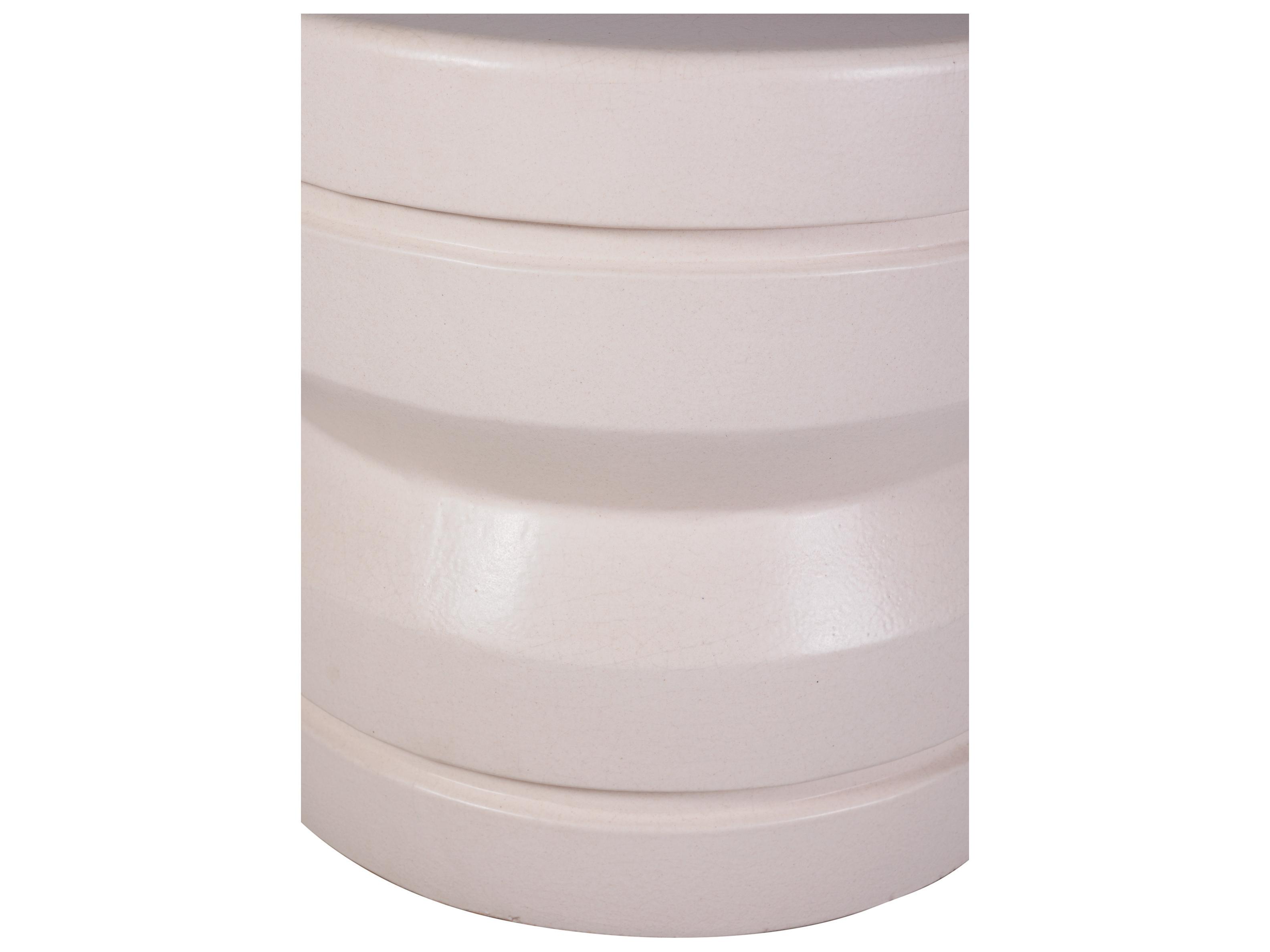 Seasonal Living Ceramics Linen Semi-gloss Ceramic Round End Table