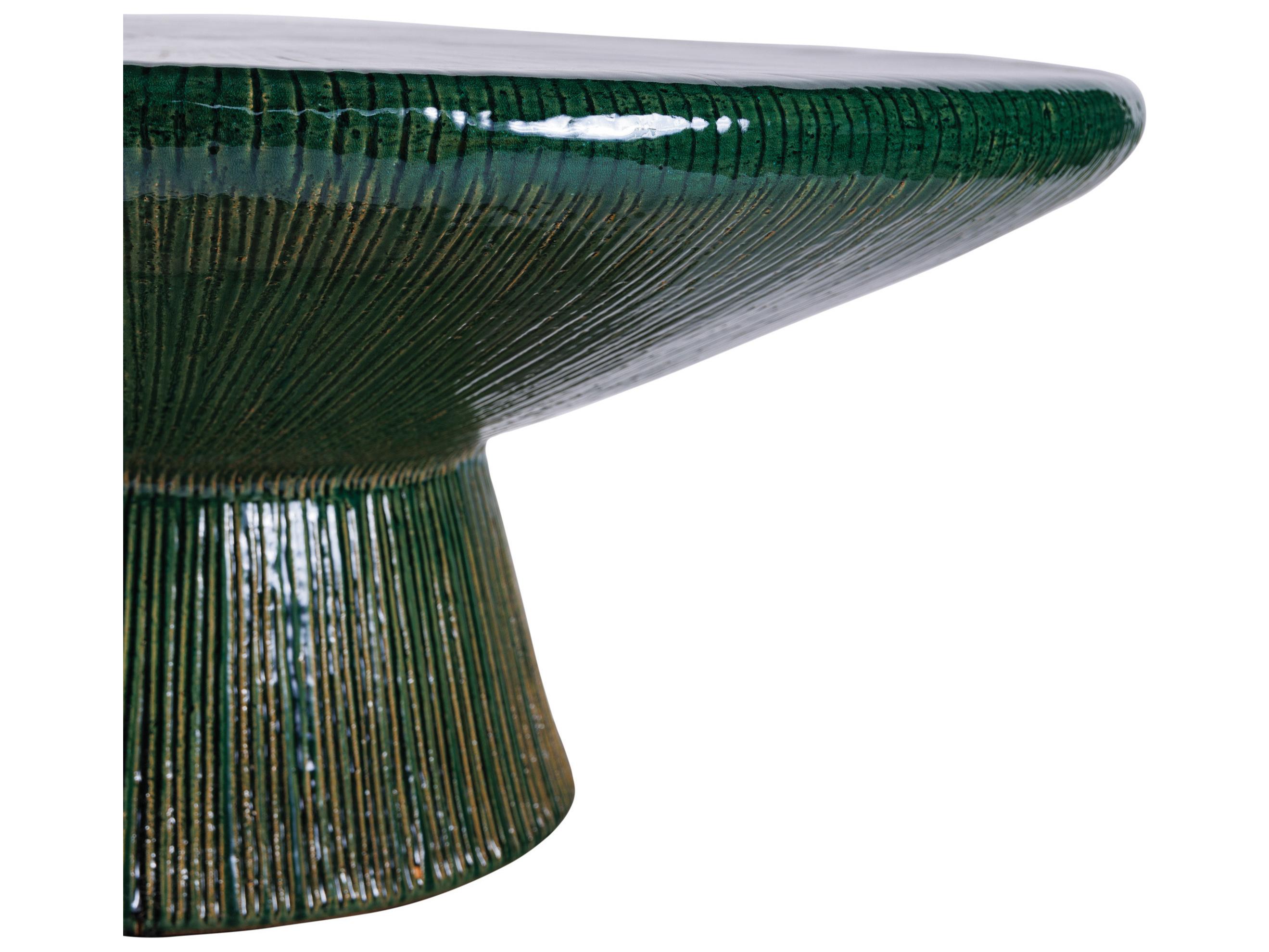 Seasonal Living Ceramics Emerald Texture Gloss Ceramic Round Coffee Table
