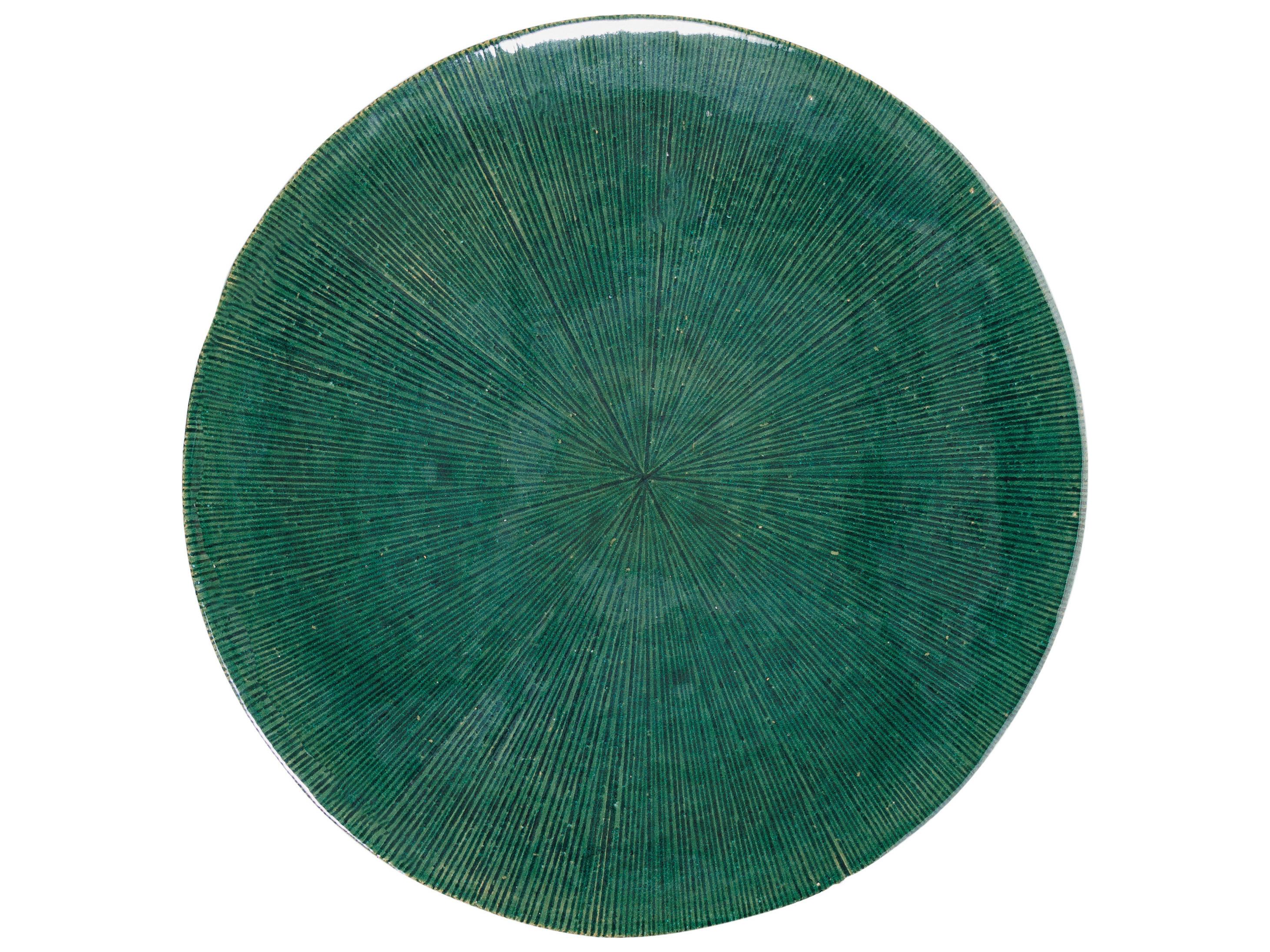 Seasonal Living Ceramics Emerald Texture Gloss Ceramic Round End Table