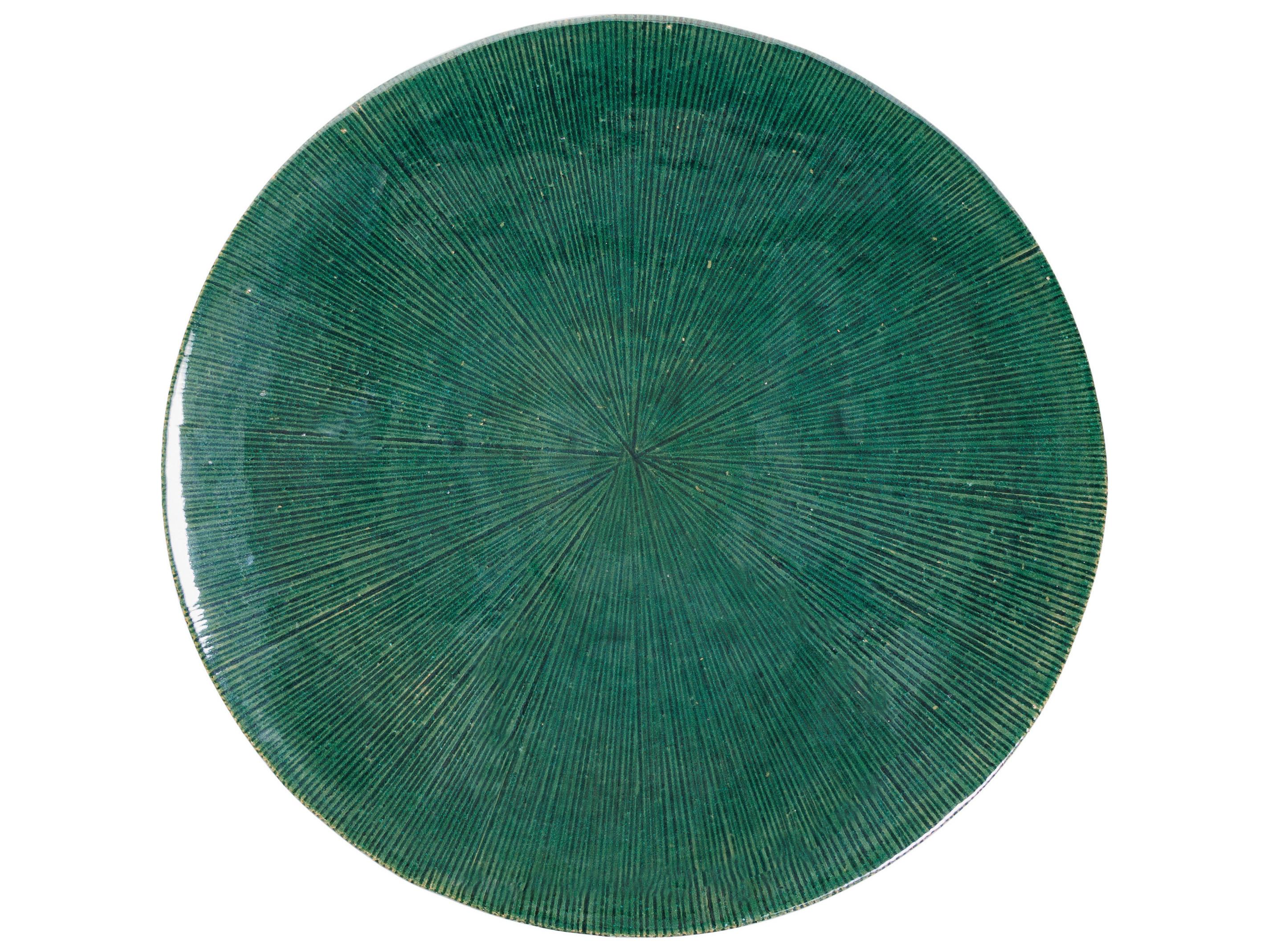 Seasonal Living Ceramics Emerald Texture Gloss Ceramic Round End Table