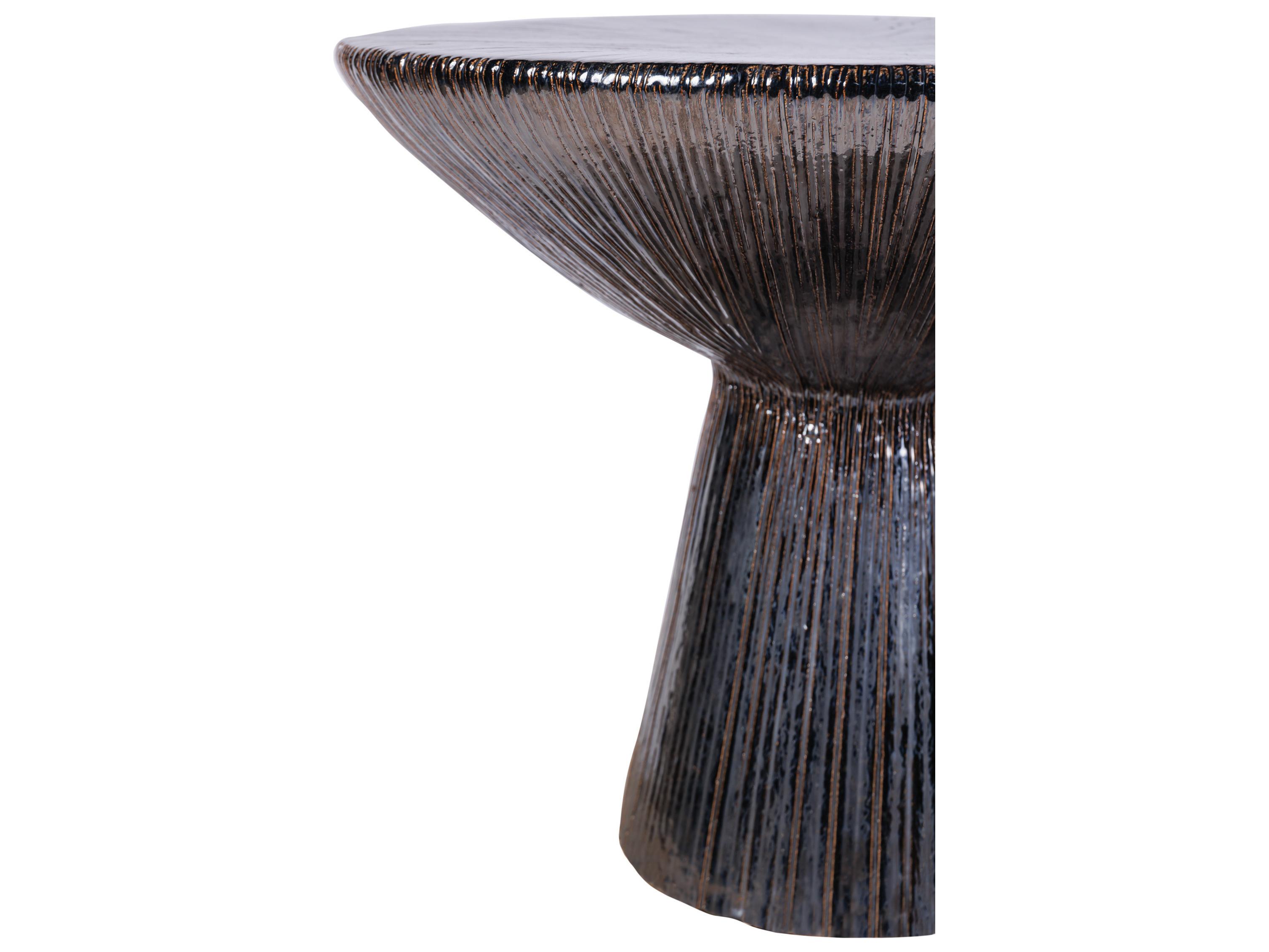 Seasonal Living Ceramics Smoke Semi-gloss Ceramic Round End Table