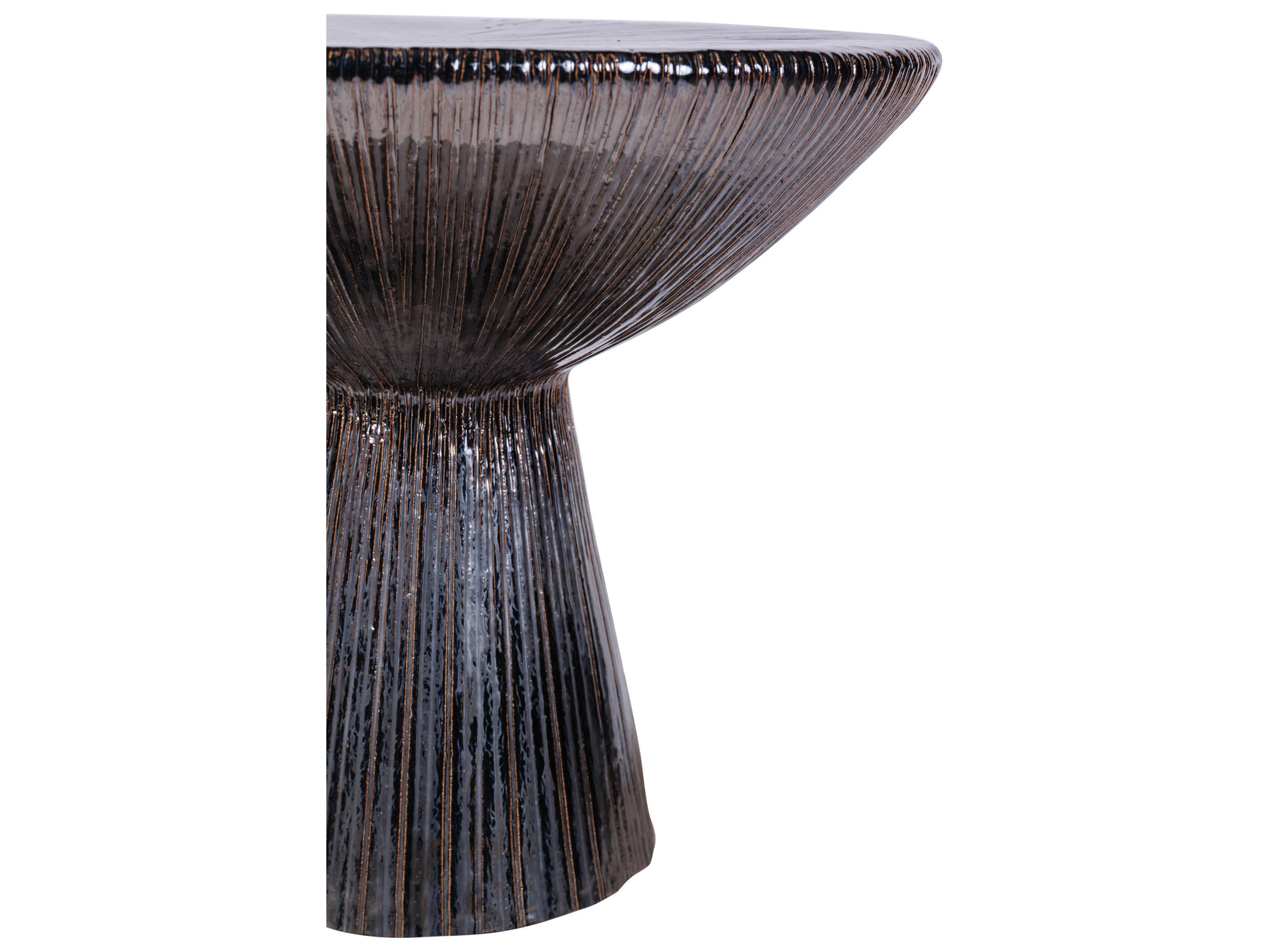 Seasonal Living Ceramics Smoke Semi-gloss Ceramic Round End Table