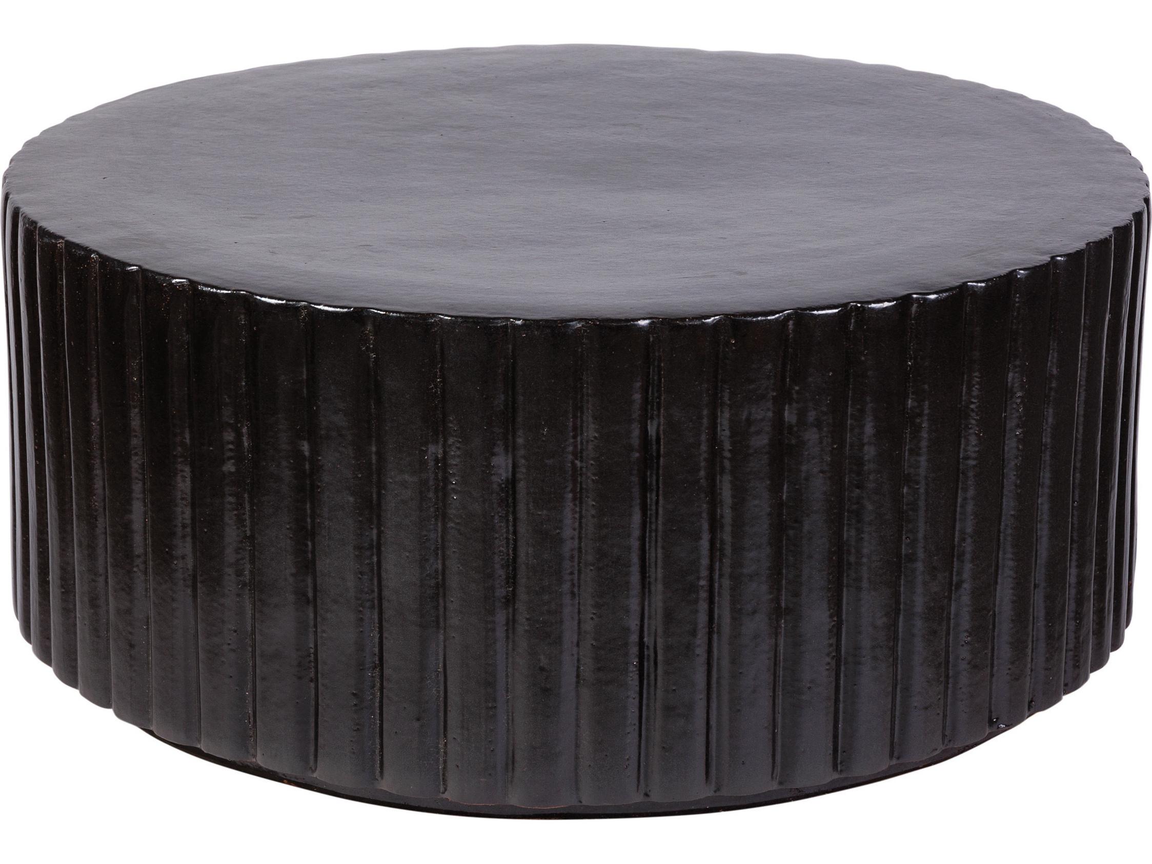 Seasonal Living Ceramics Iron Semi-gloss Ceramic Round End Table