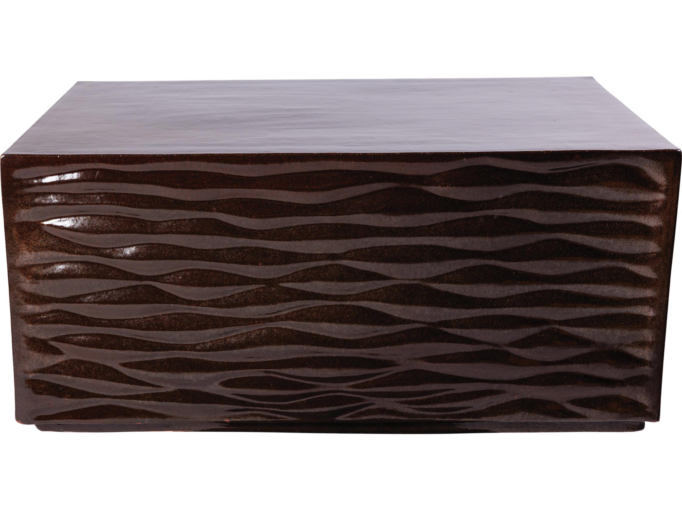 Seasonal Living Ceramics Pyrite Brown Gloss Ceramic Rectangular Coffee Table