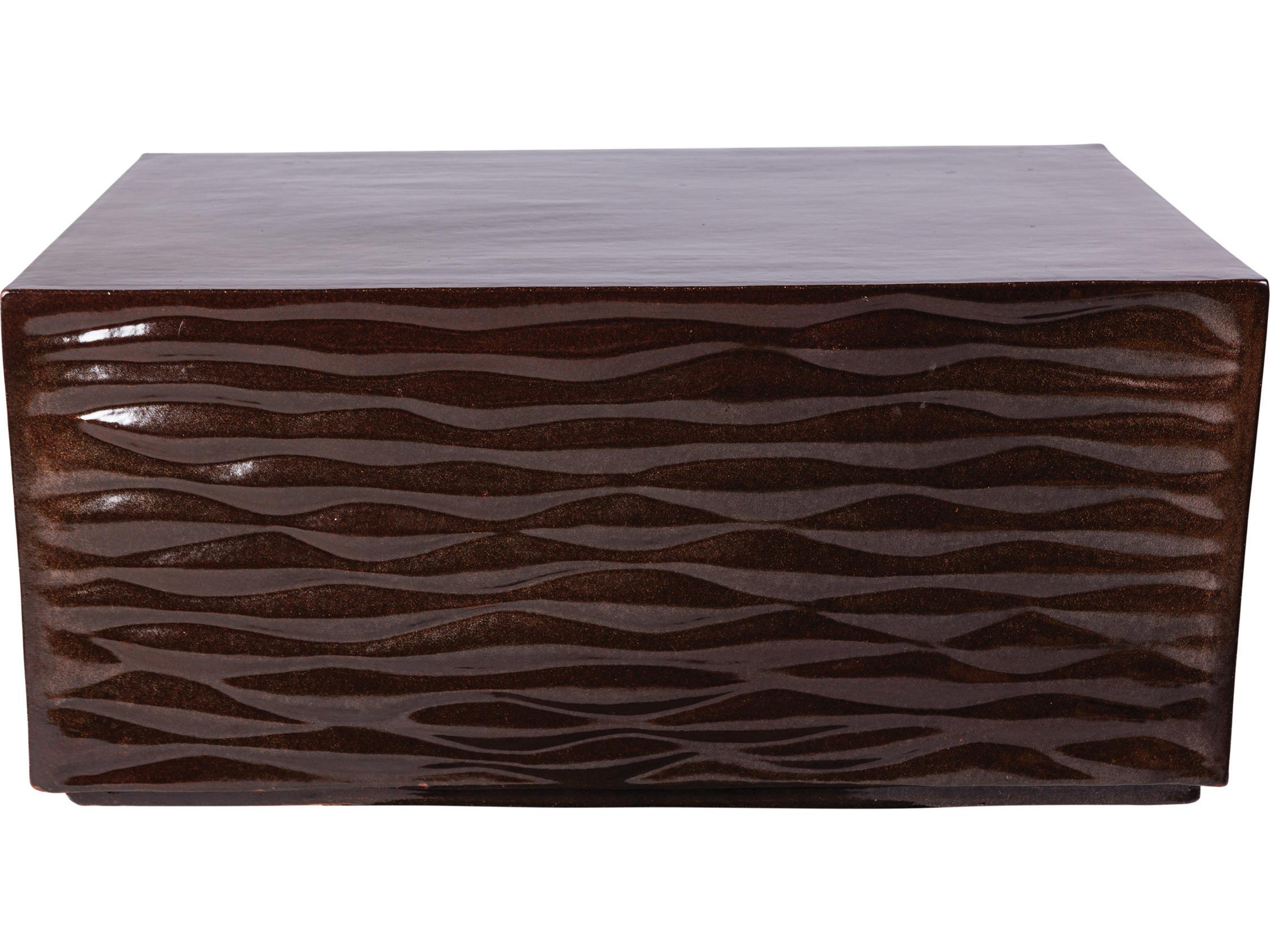 Seasonal Living Ceramics Pyrite Brown Gloss Ceramic Rectangular Coffee Table