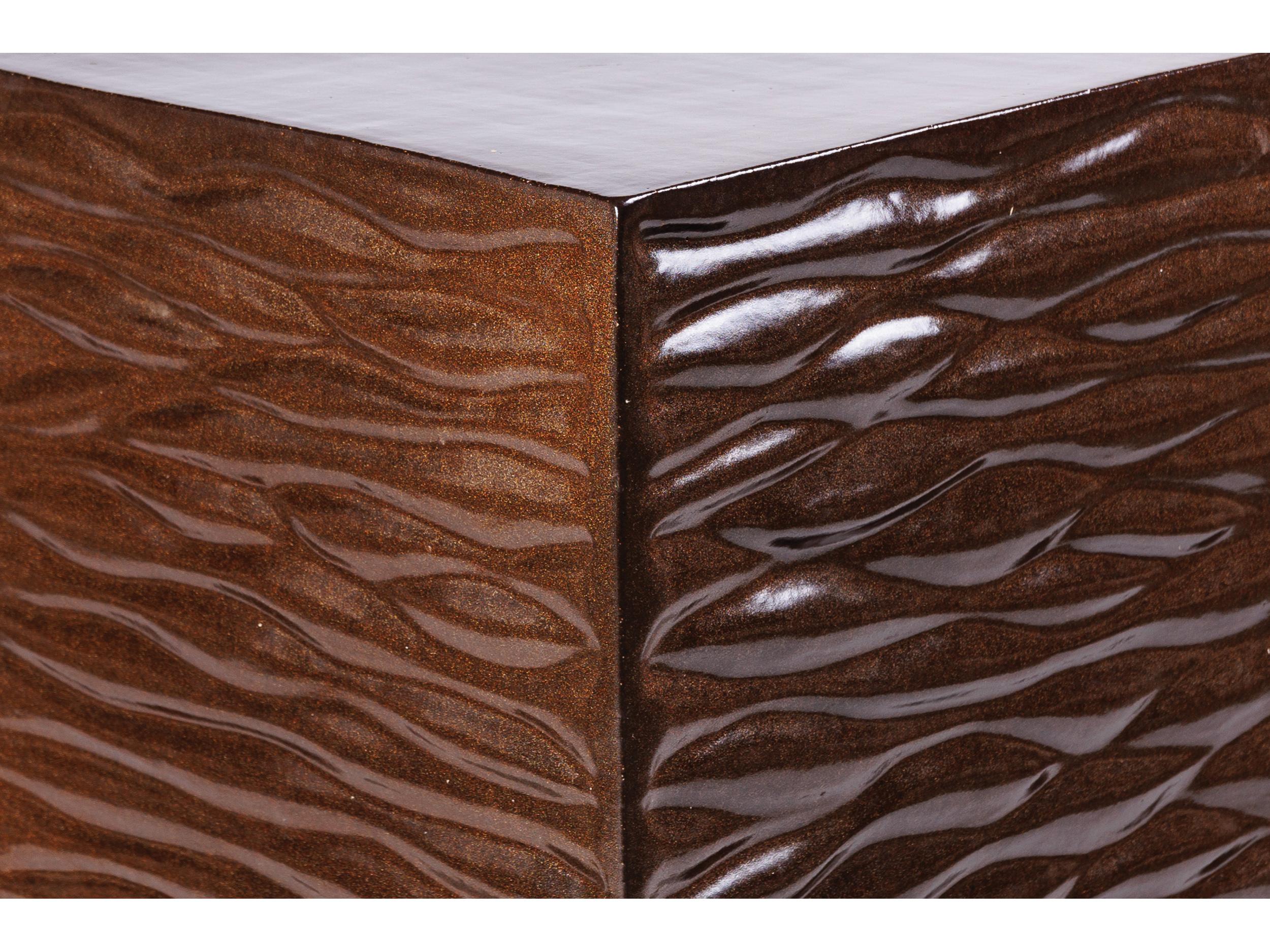 Seasonal Living Ceramics Pyrite Brown Gloss Ceramic Square End Table