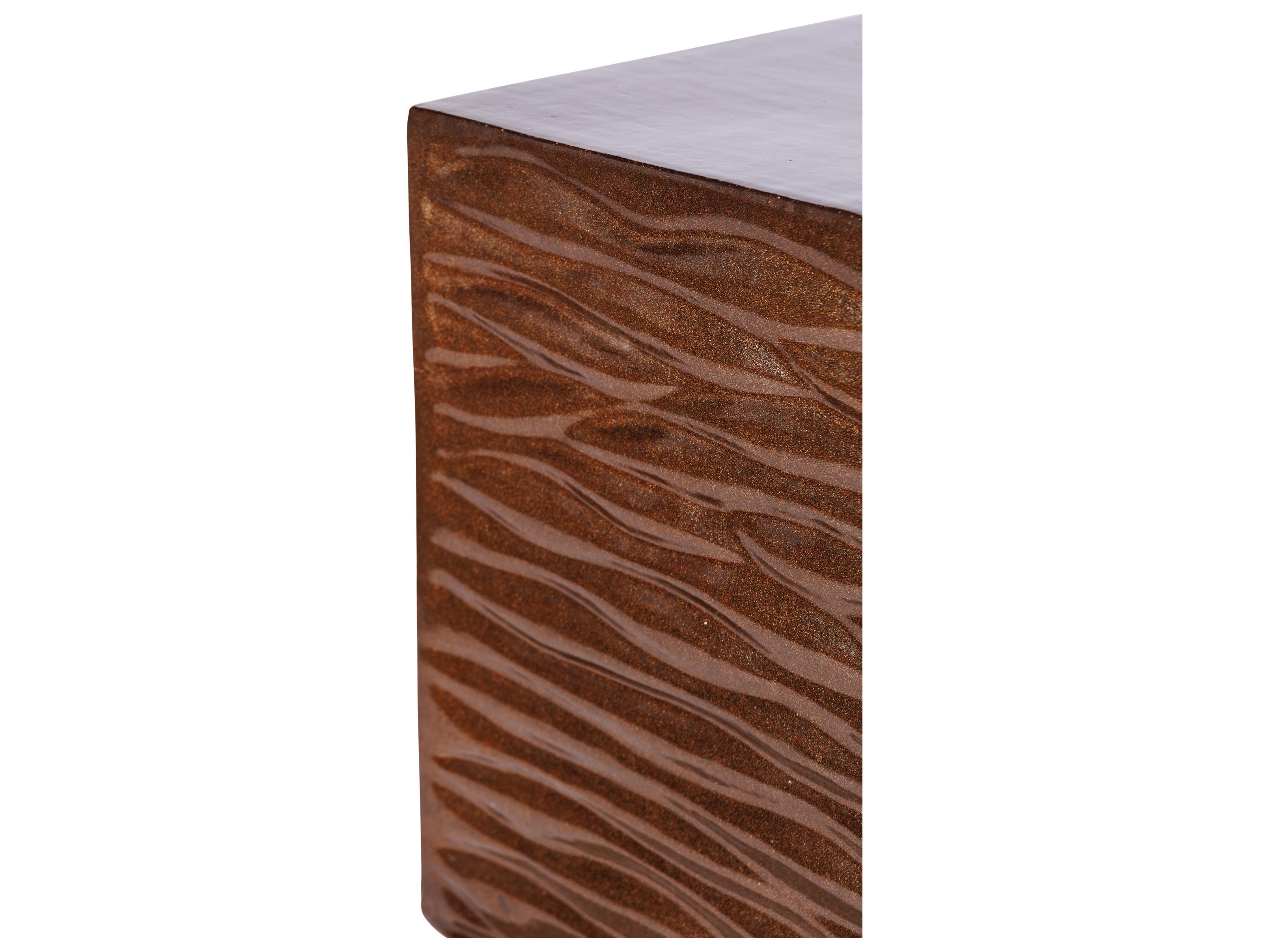 Seasonal Living Ceramics Pyrite Brown Gloss Ceramic Square End Table