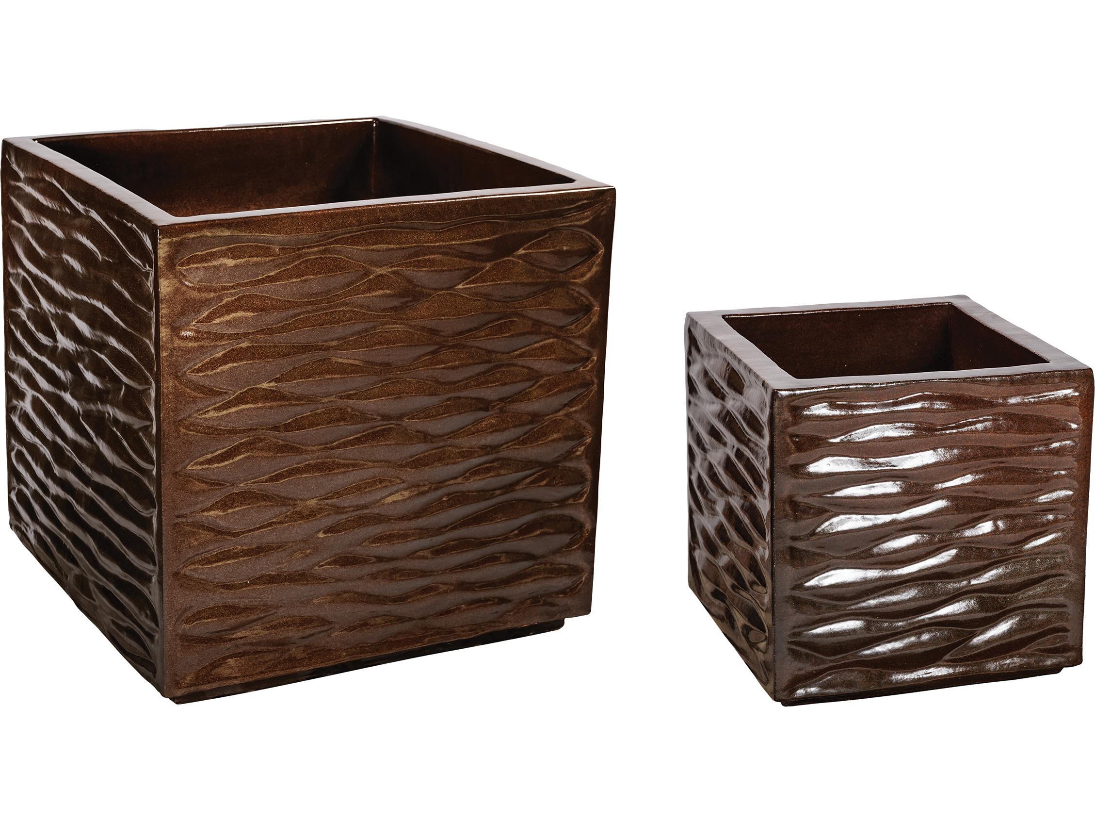 Seasonal Living Ceramics Pyrite Brown Gloss Planter