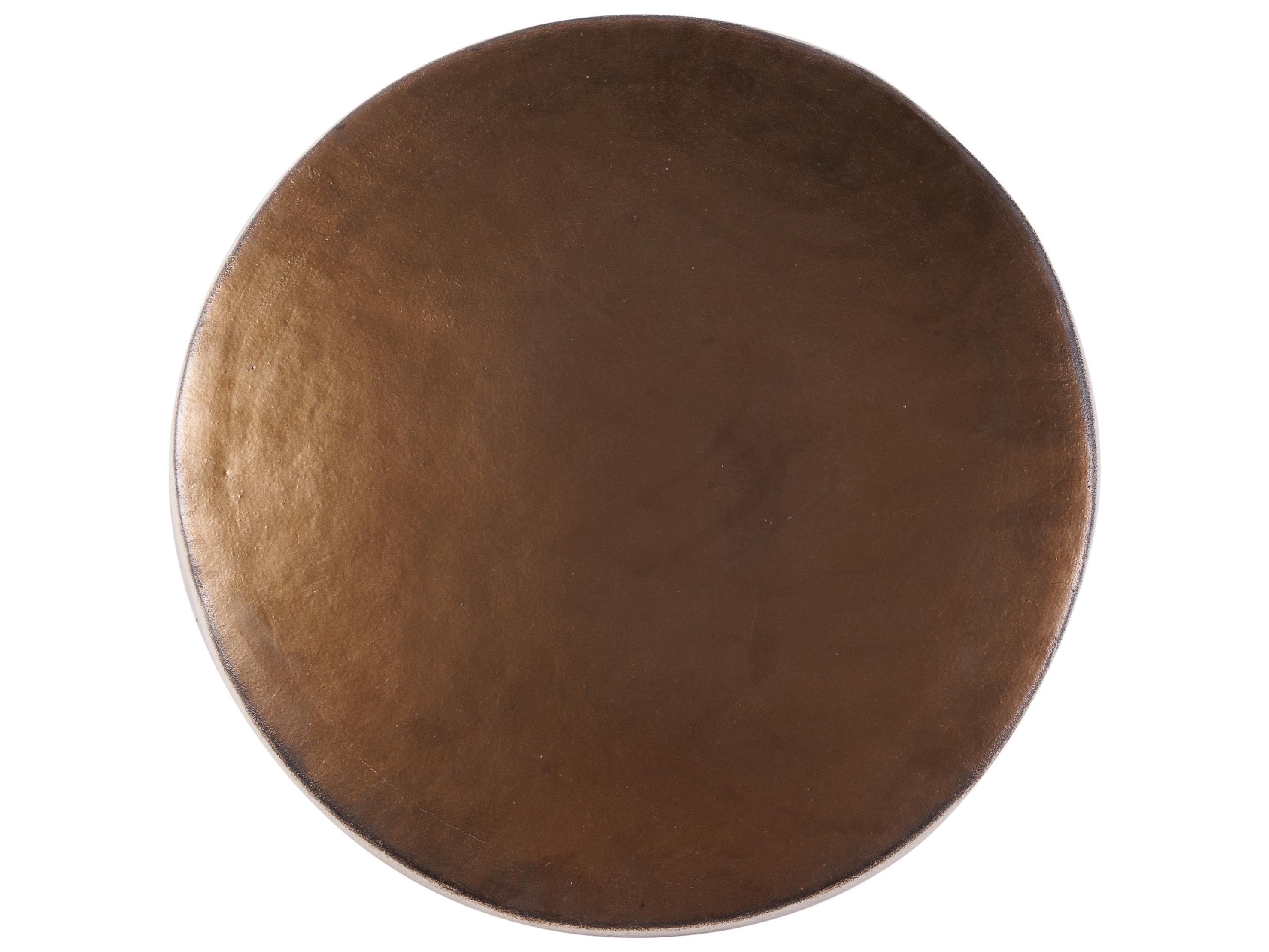 Seasonal Living Ceramics Metallic Semi-gloss Top | Linen Side Ceramic Round End Table