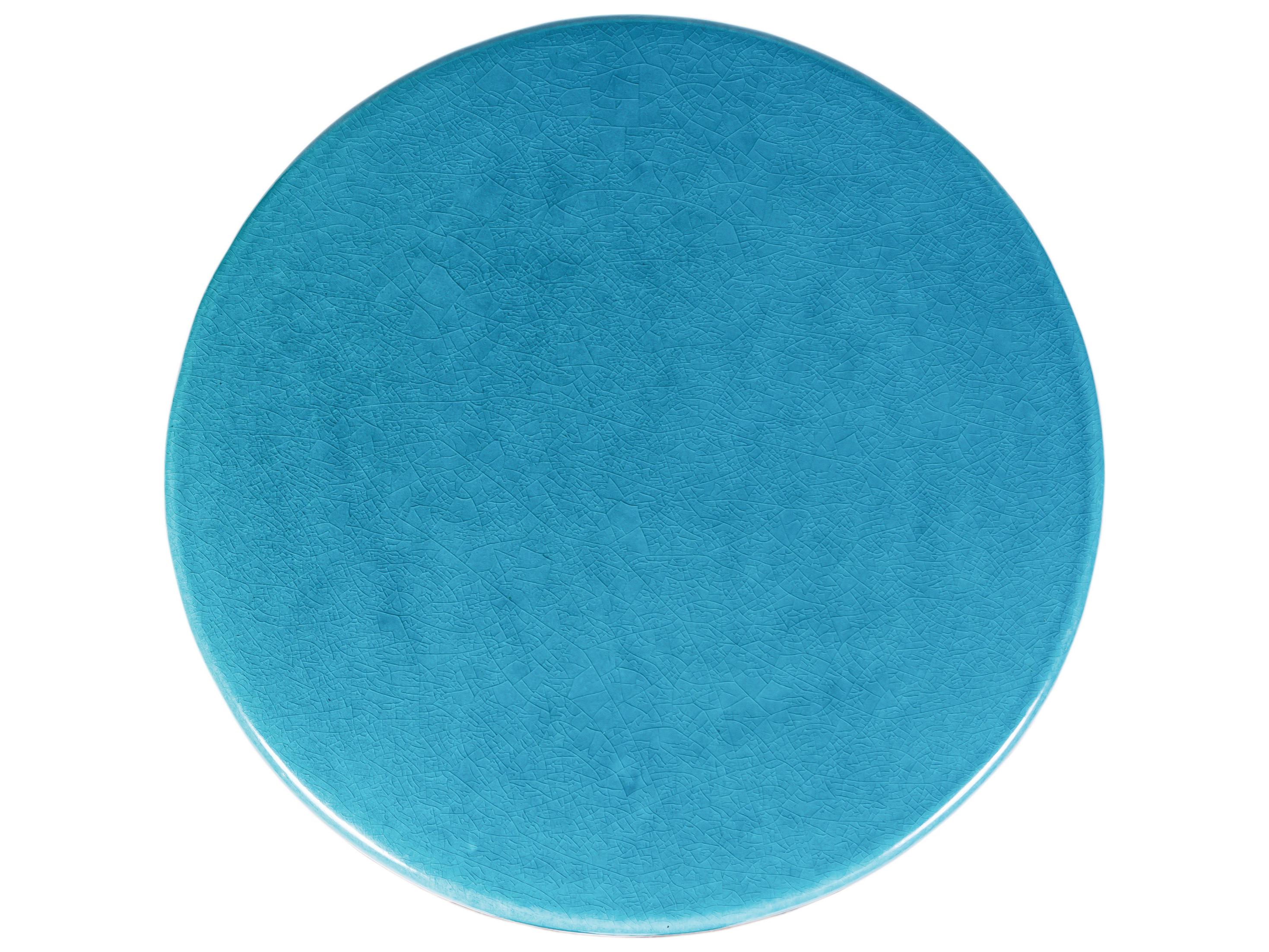 Seasonal Living Ceramics Aquamarine Gloss Ceramic Round End Table