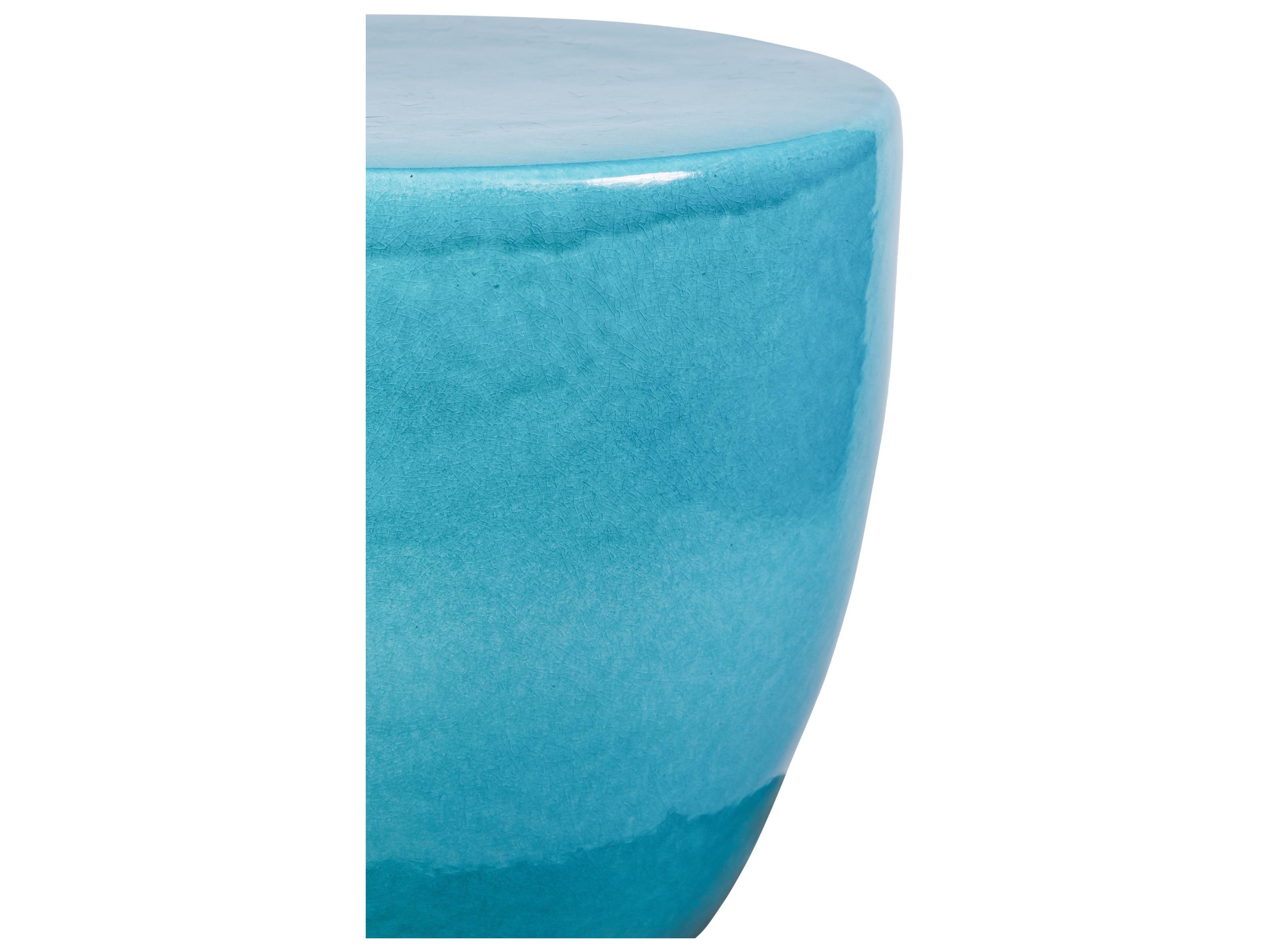 Seasonal Living Ceramics Aquamarine Gloss Ceramic Round End Table