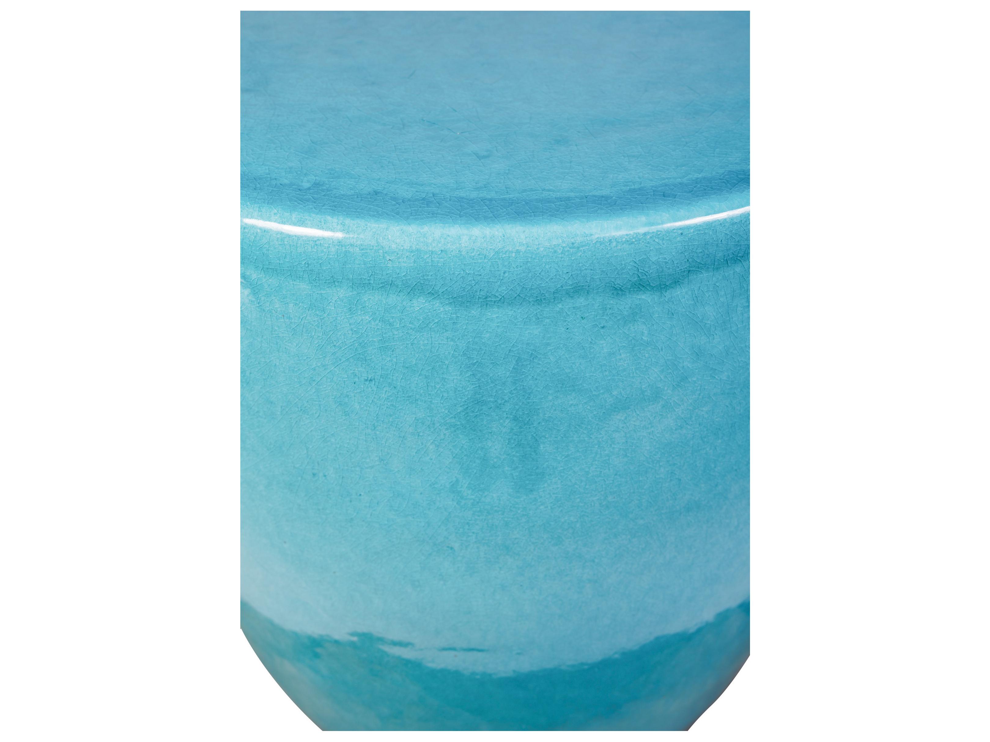 Seasonal Living Ceramics Aquamarine Gloss Ceramic Round End Table