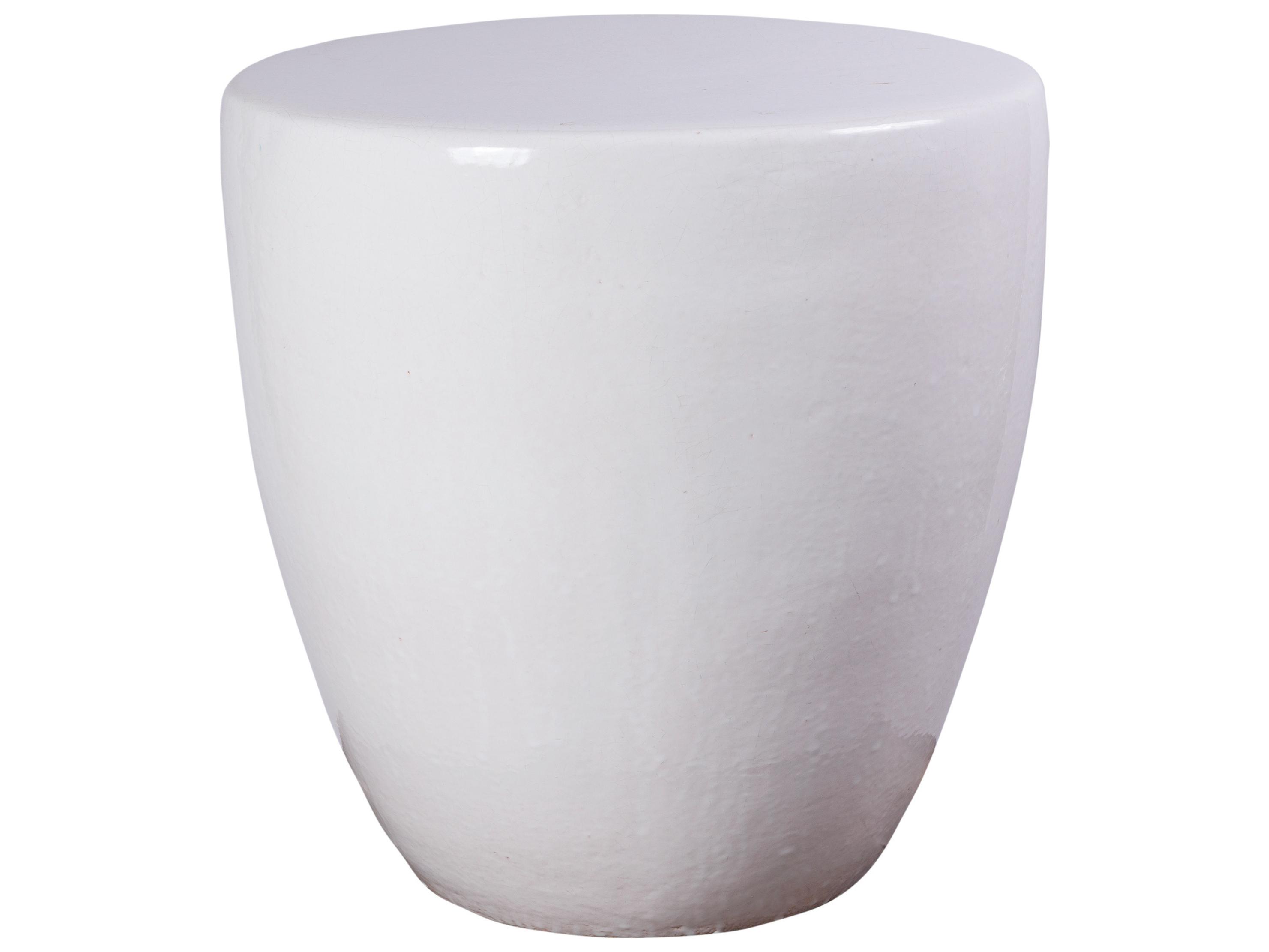 Seasonal Living Ceramics Linen Semi-gloss Ceramic Round End Table