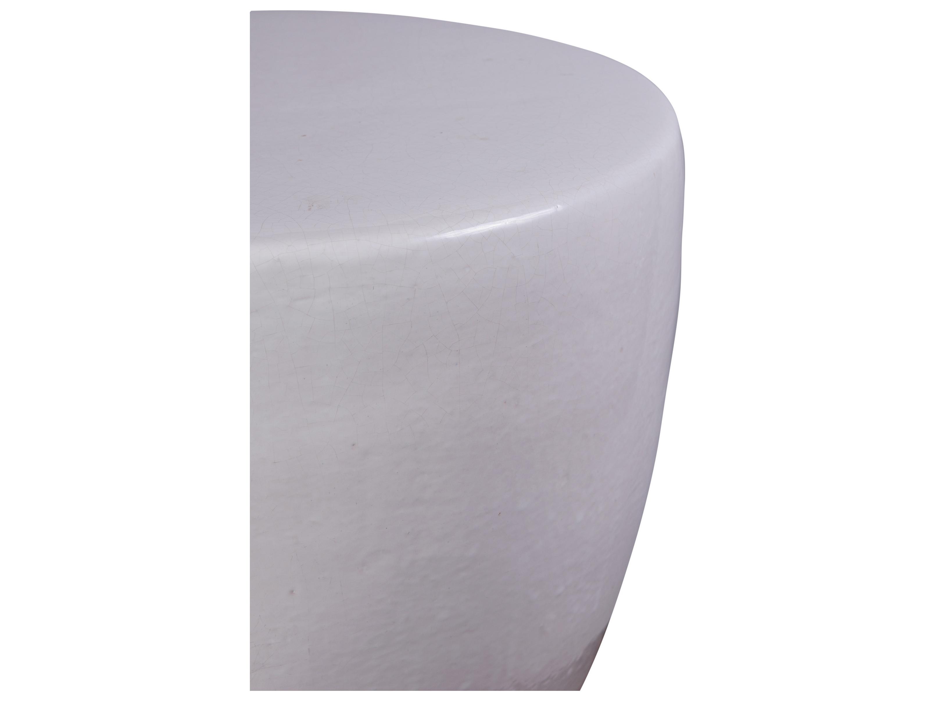 Seasonal Living Ceramics Linen Semi-gloss Ceramic Round End Table