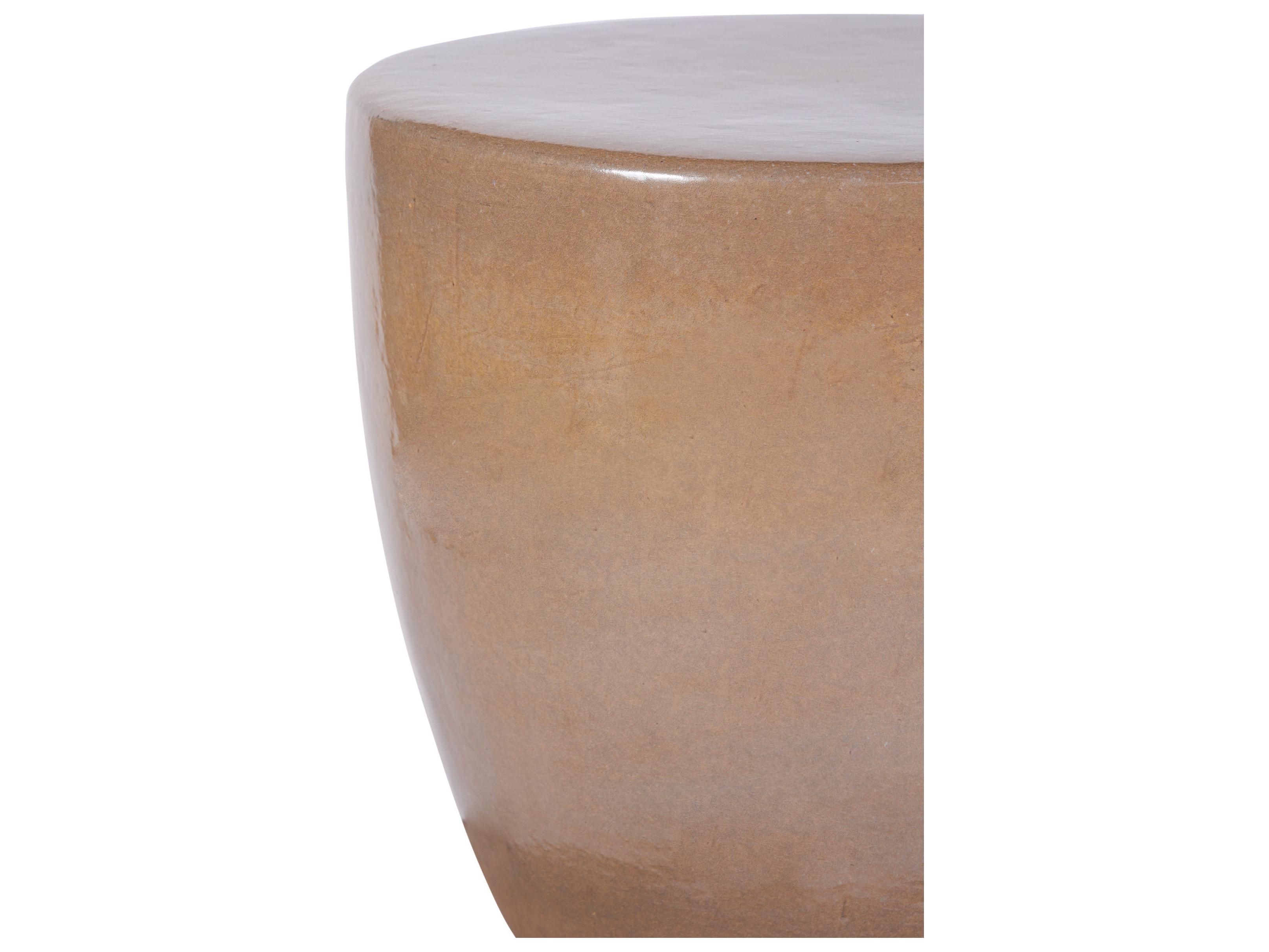 Seasonal Living Ceramics Taupe Gloss Ceramic Round End Table