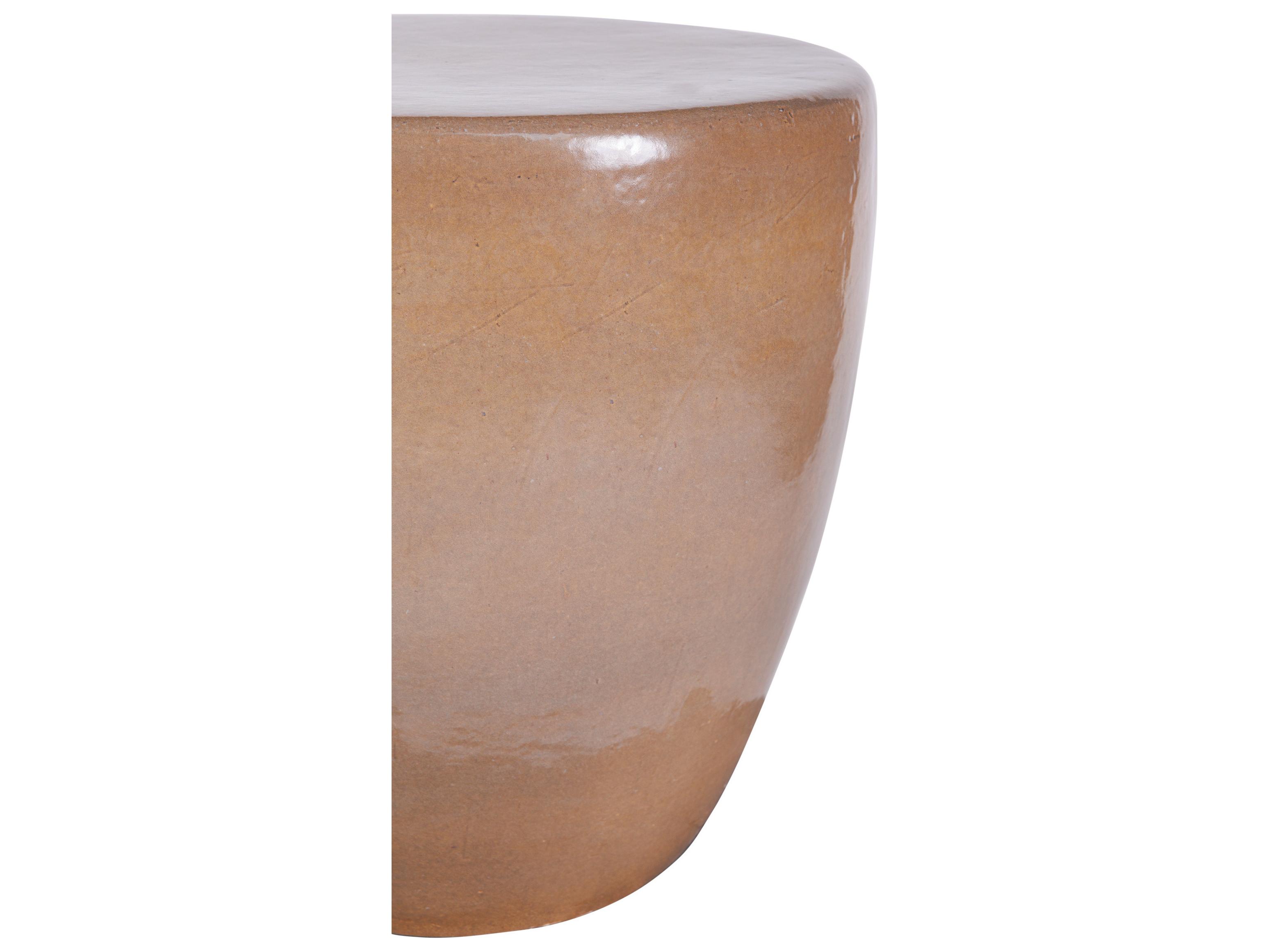 Seasonal Living Ceramics Taupe Gloss Ceramic Round End Table
