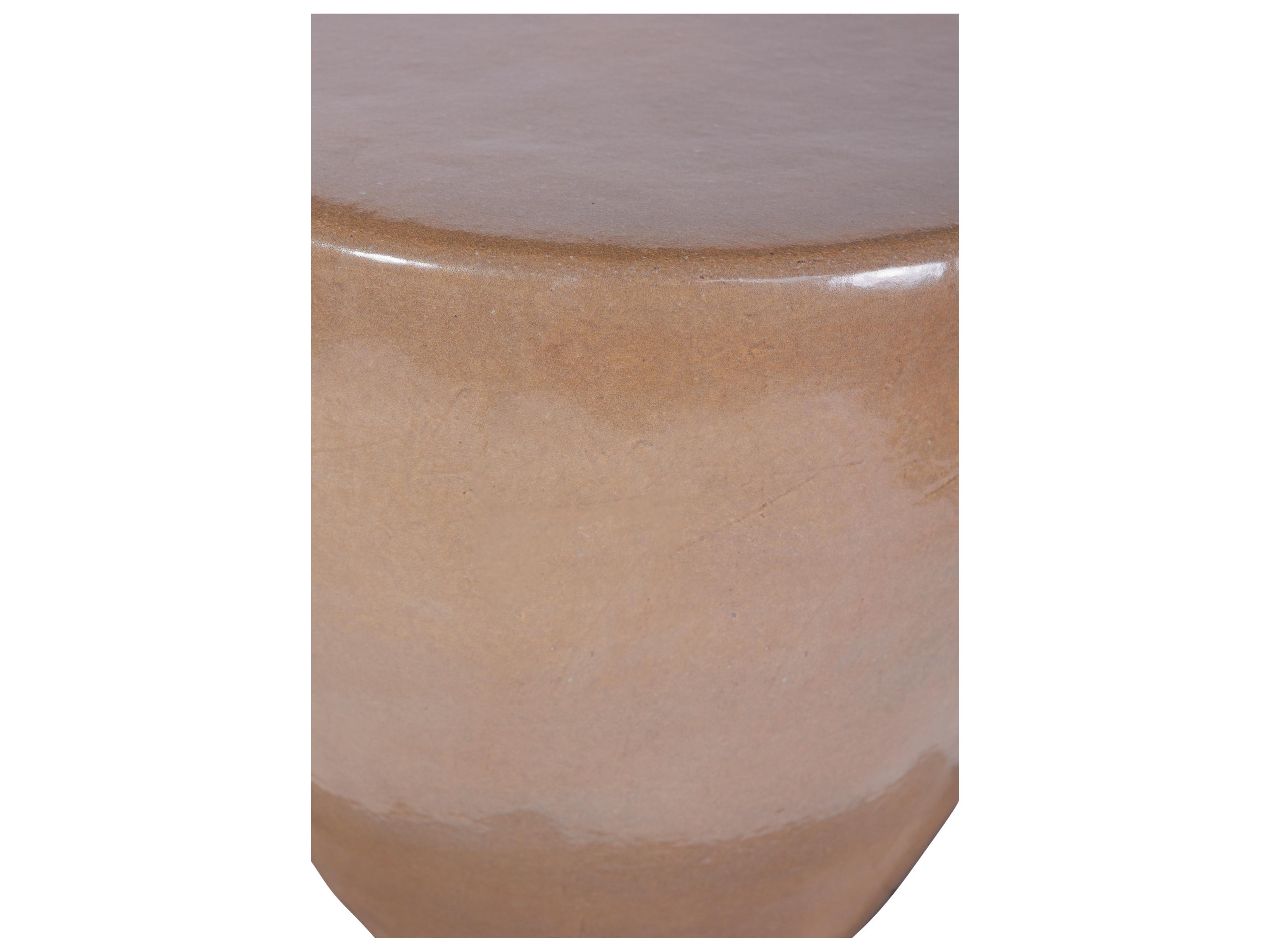 Seasonal Living Ceramics Taupe Gloss Ceramic Round End Table