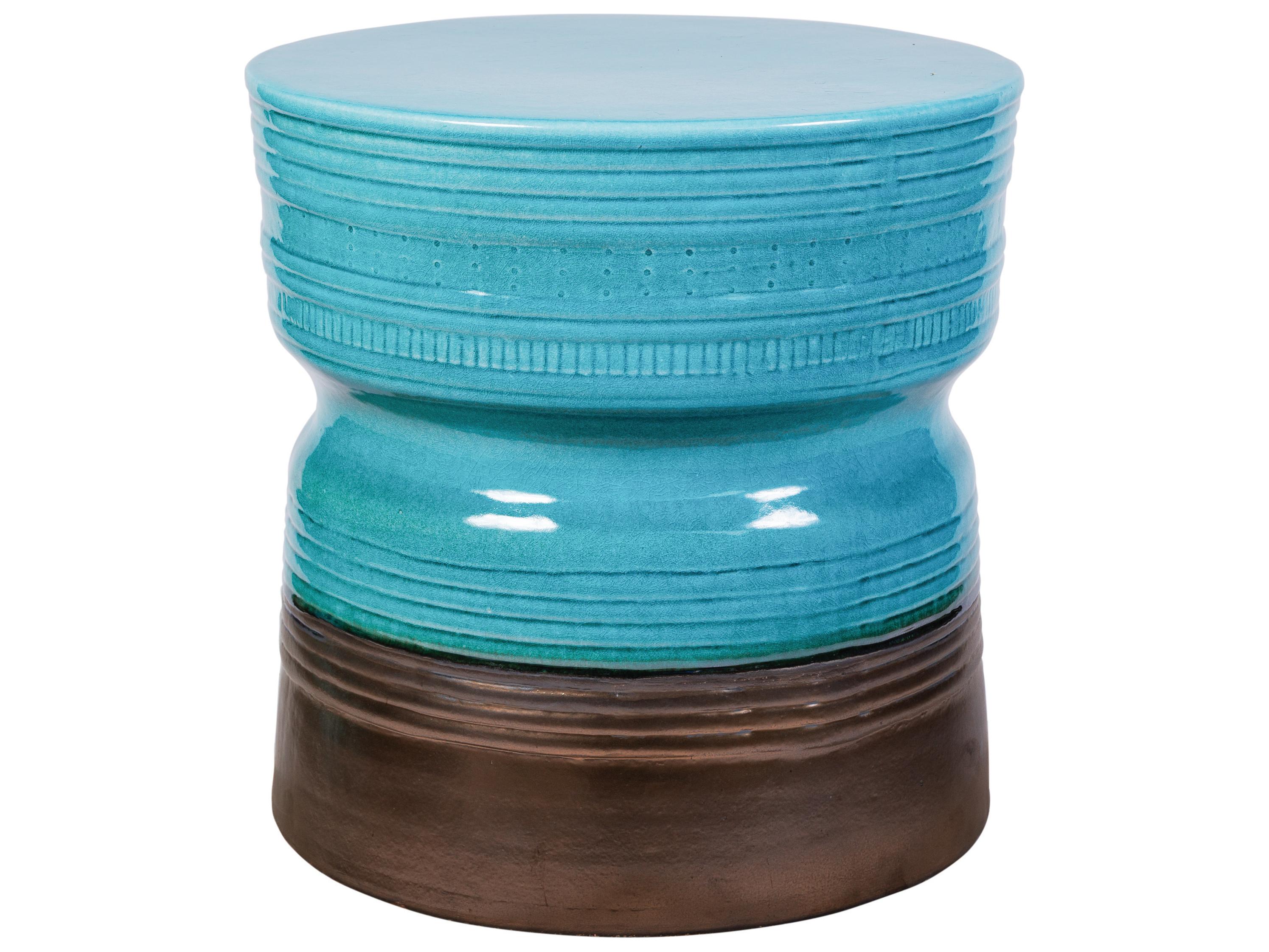 Seasonal Living Ceramics Aquamarine Gloss Top And Sides | Metallic Base Ceramic Dining Chair