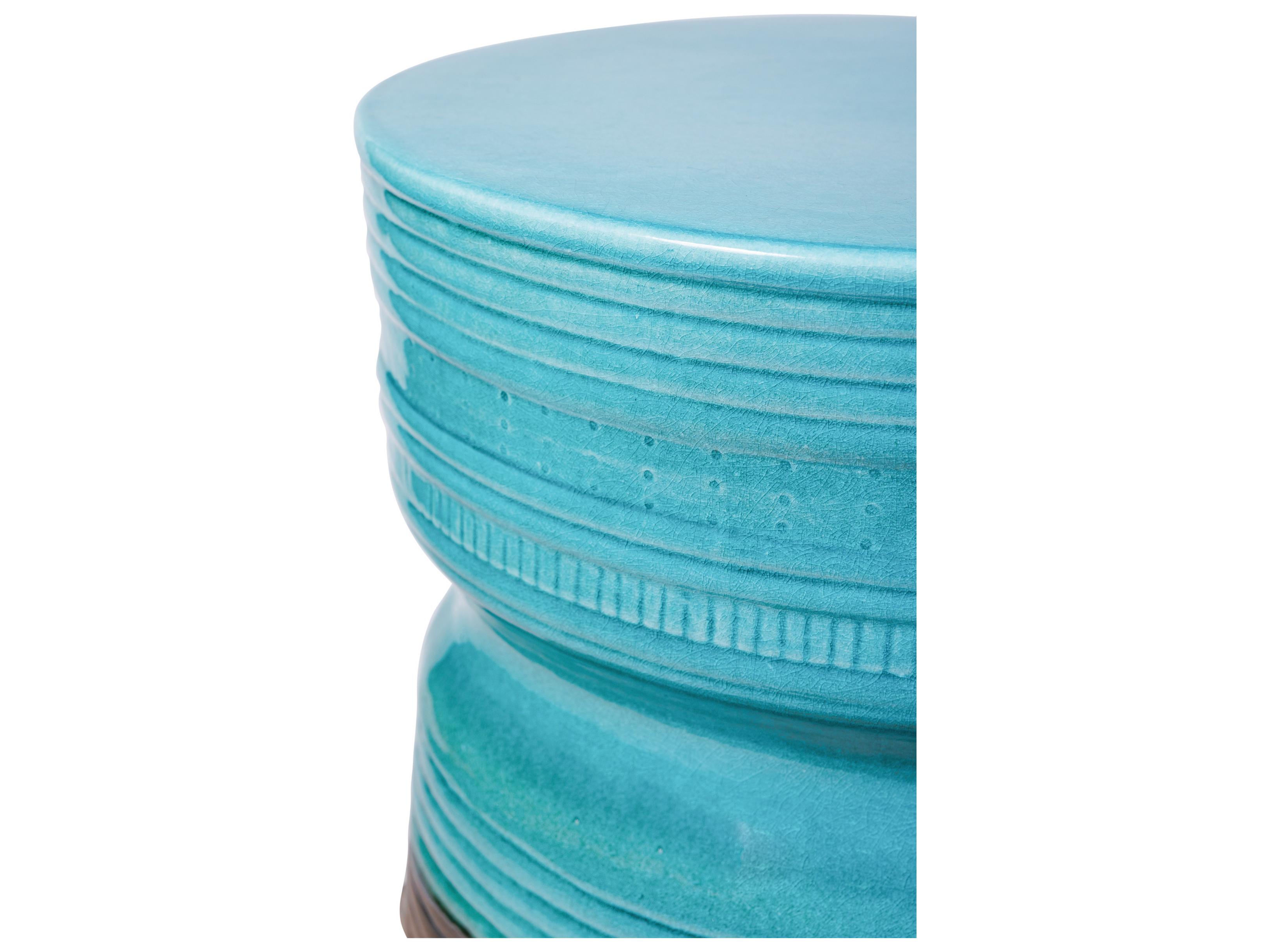 Seasonal Living Ceramics Aquamarine Gloss Top And Sides | Metallic Base Ceramic Dining Chair