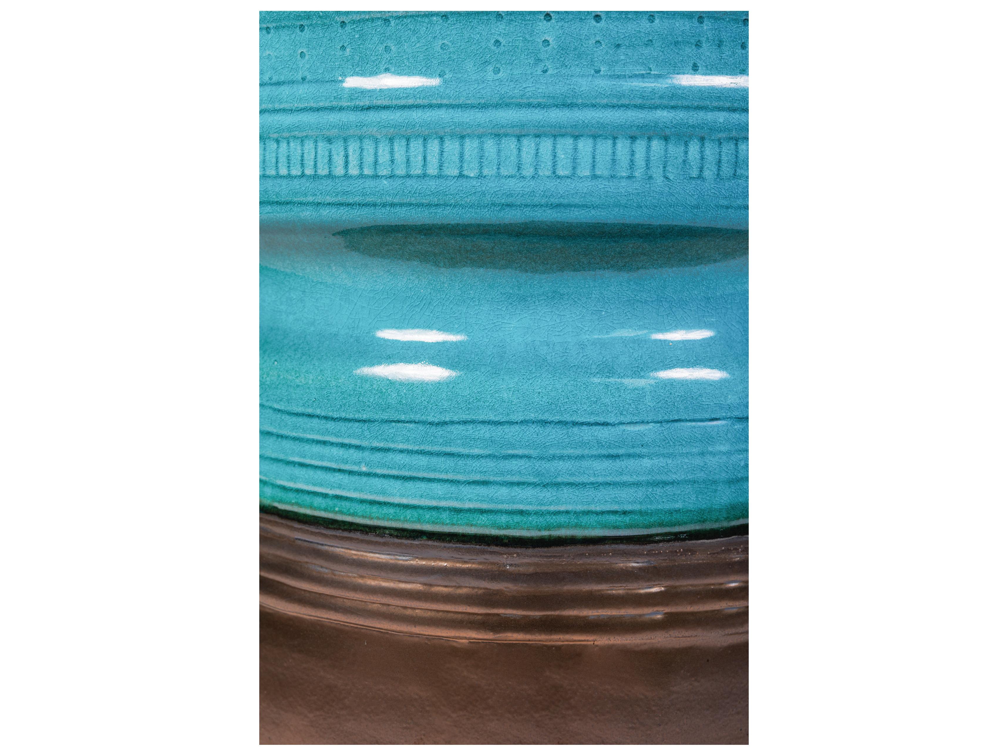 Seasonal Living Ceramics Aquamarine Gloss Top And Sides | Metallic Base Ceramic Dining Chair