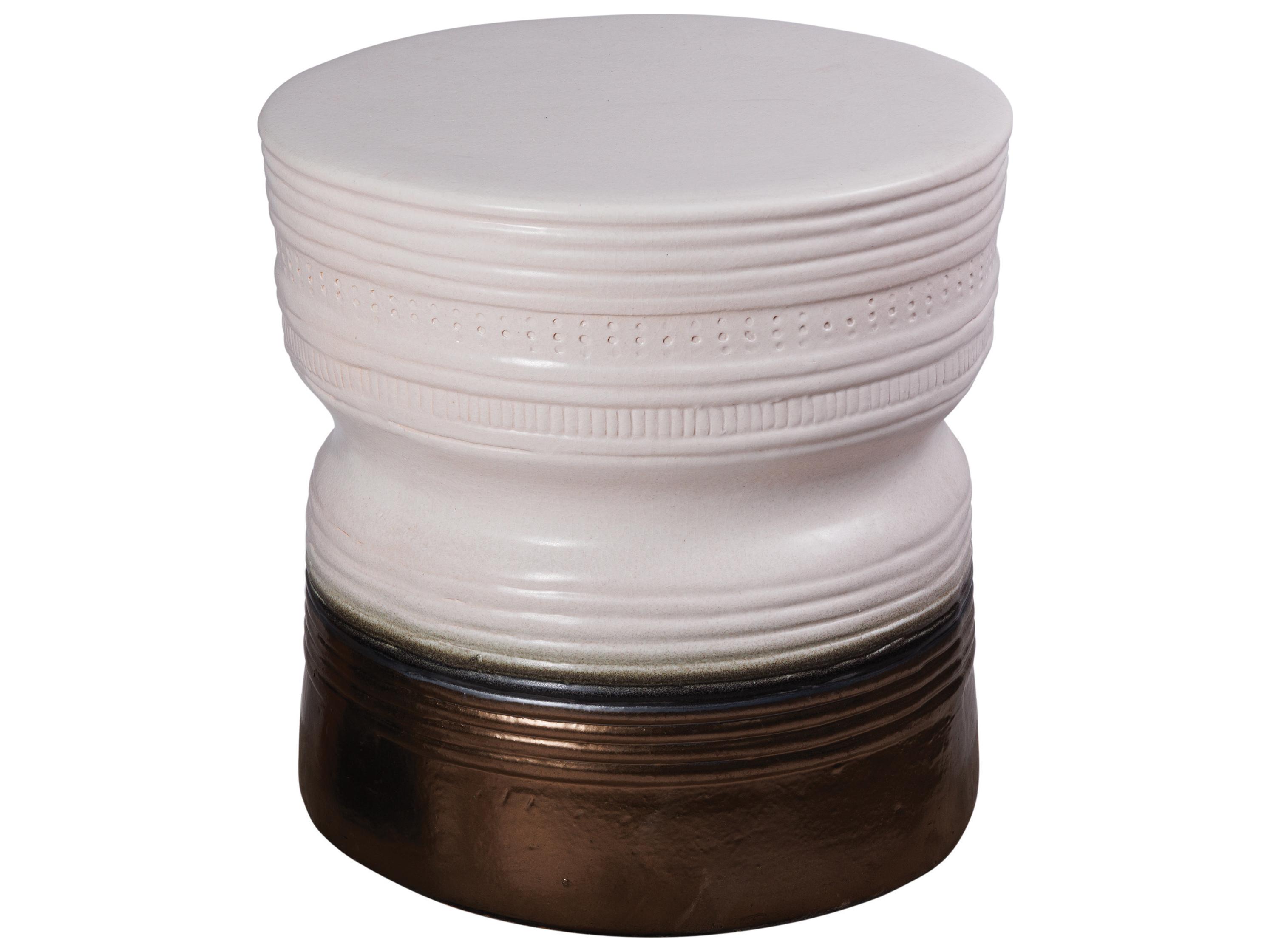 Seasonal Living Ceramics Linen Semi-gloss Top And Sides | Metallic Base Ceramic Dining Chair