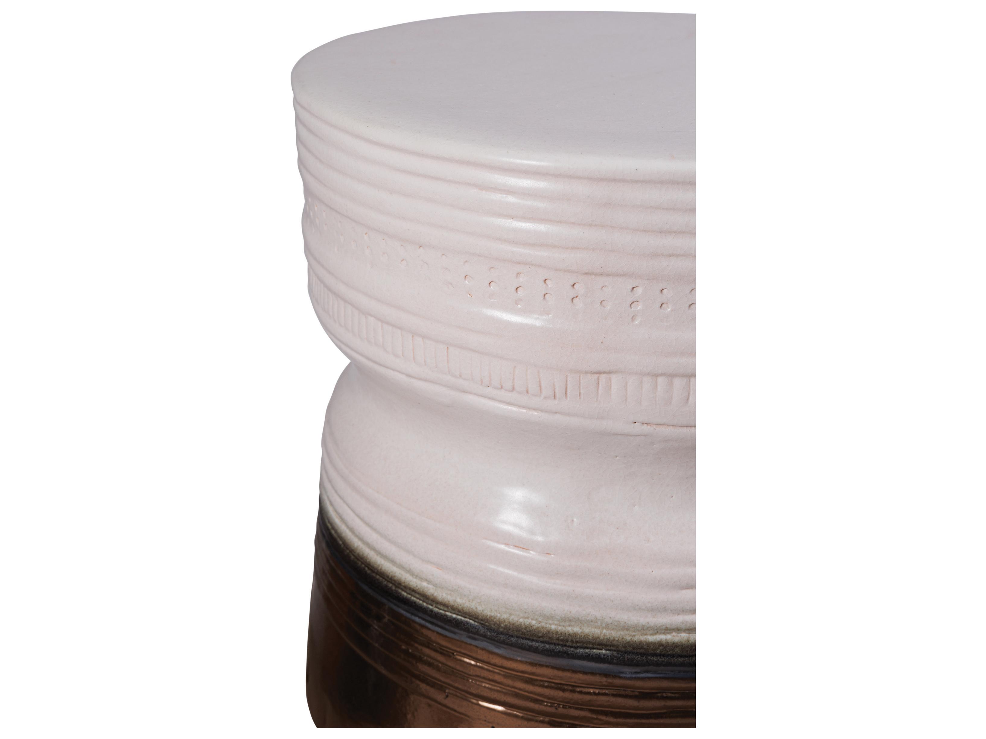 Seasonal Living Ceramics Linen Semi-gloss Top And Sides | Metallic Base Ceramic Dining Chair