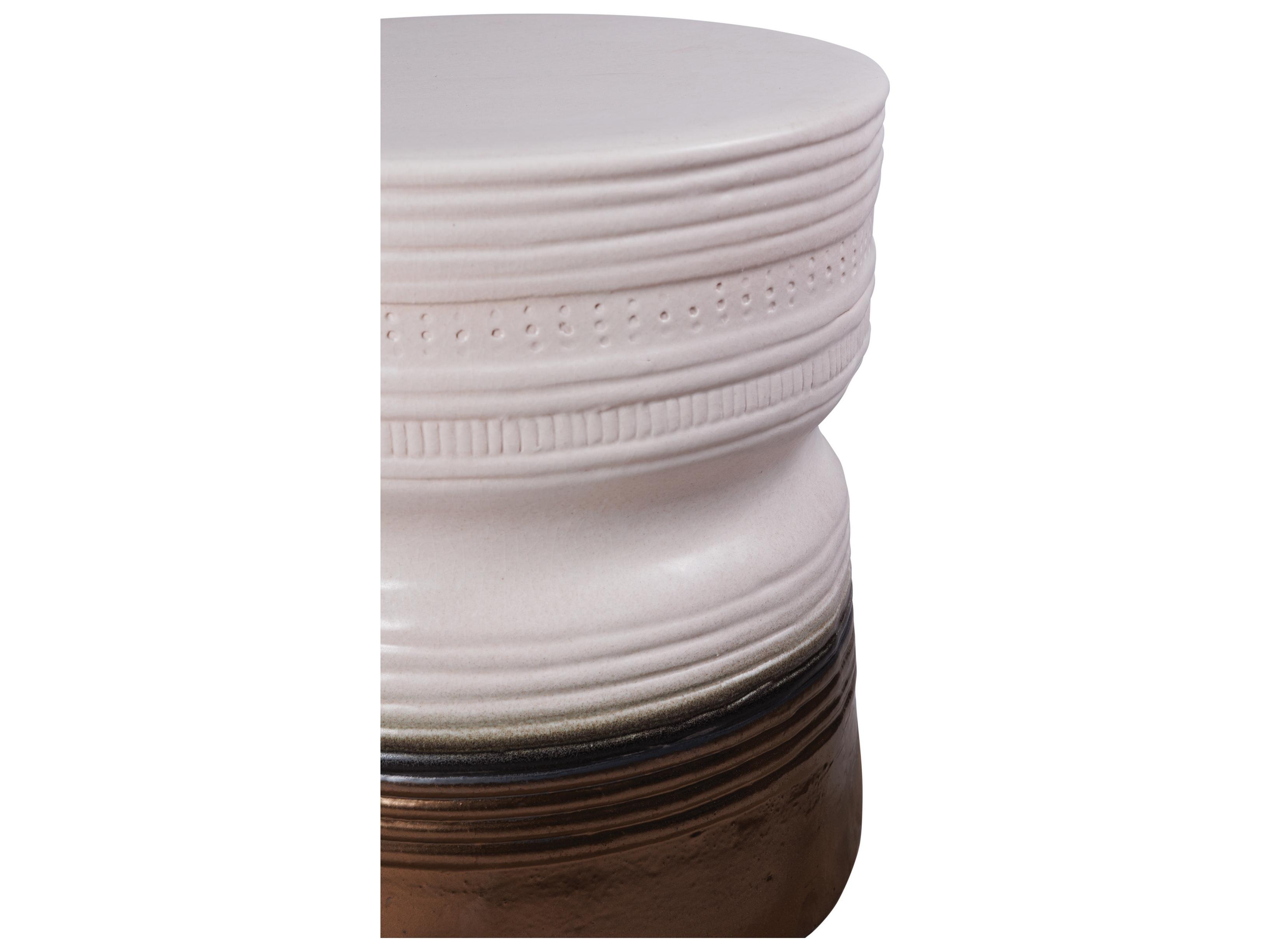 Seasonal Living Ceramics Linen Semi-gloss Top And Sides | Metallic Base Ceramic Dining Chair