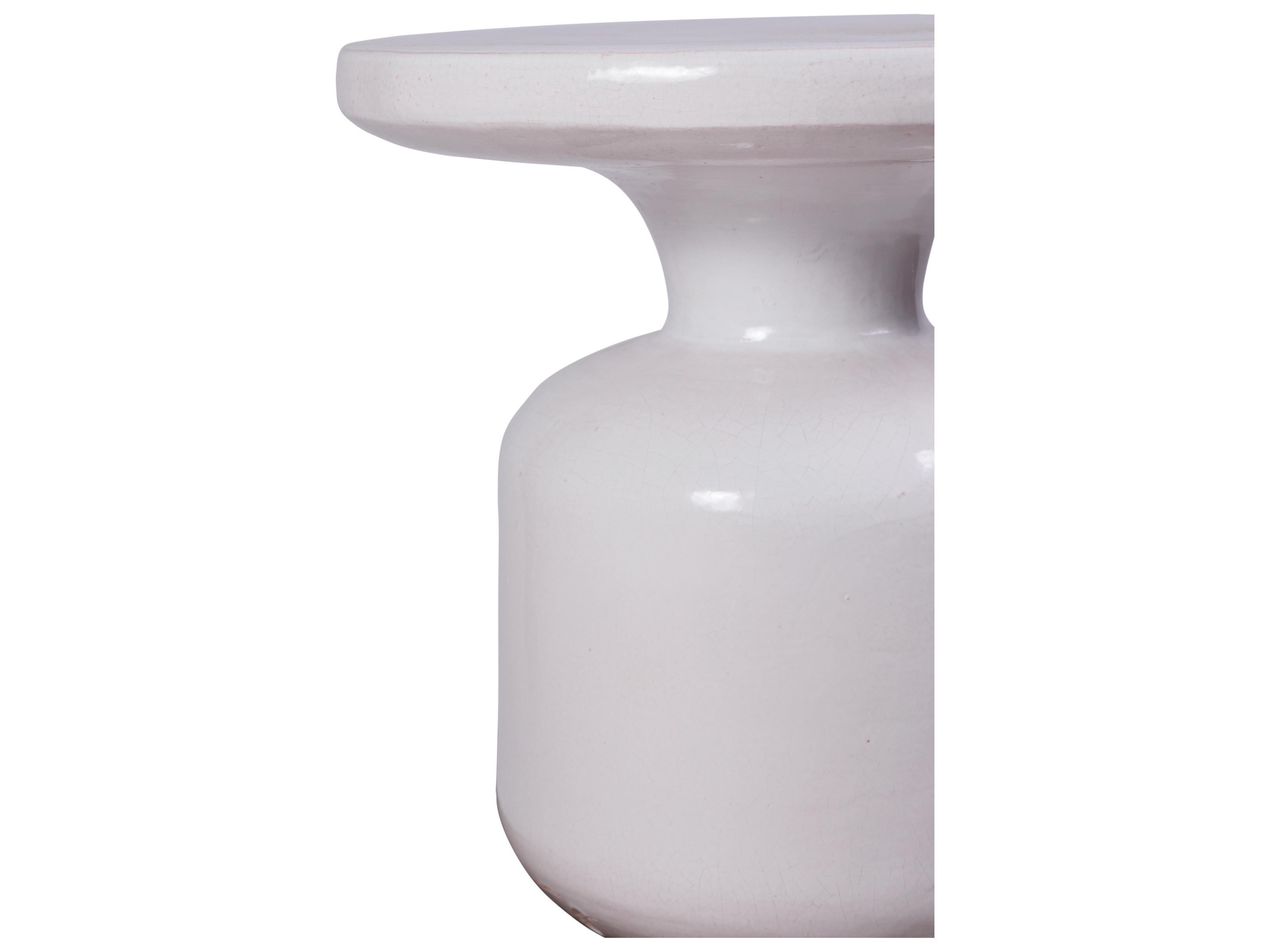 Seasonal Living Ceramics Linen Semi-gloss Ceramic Round End Table