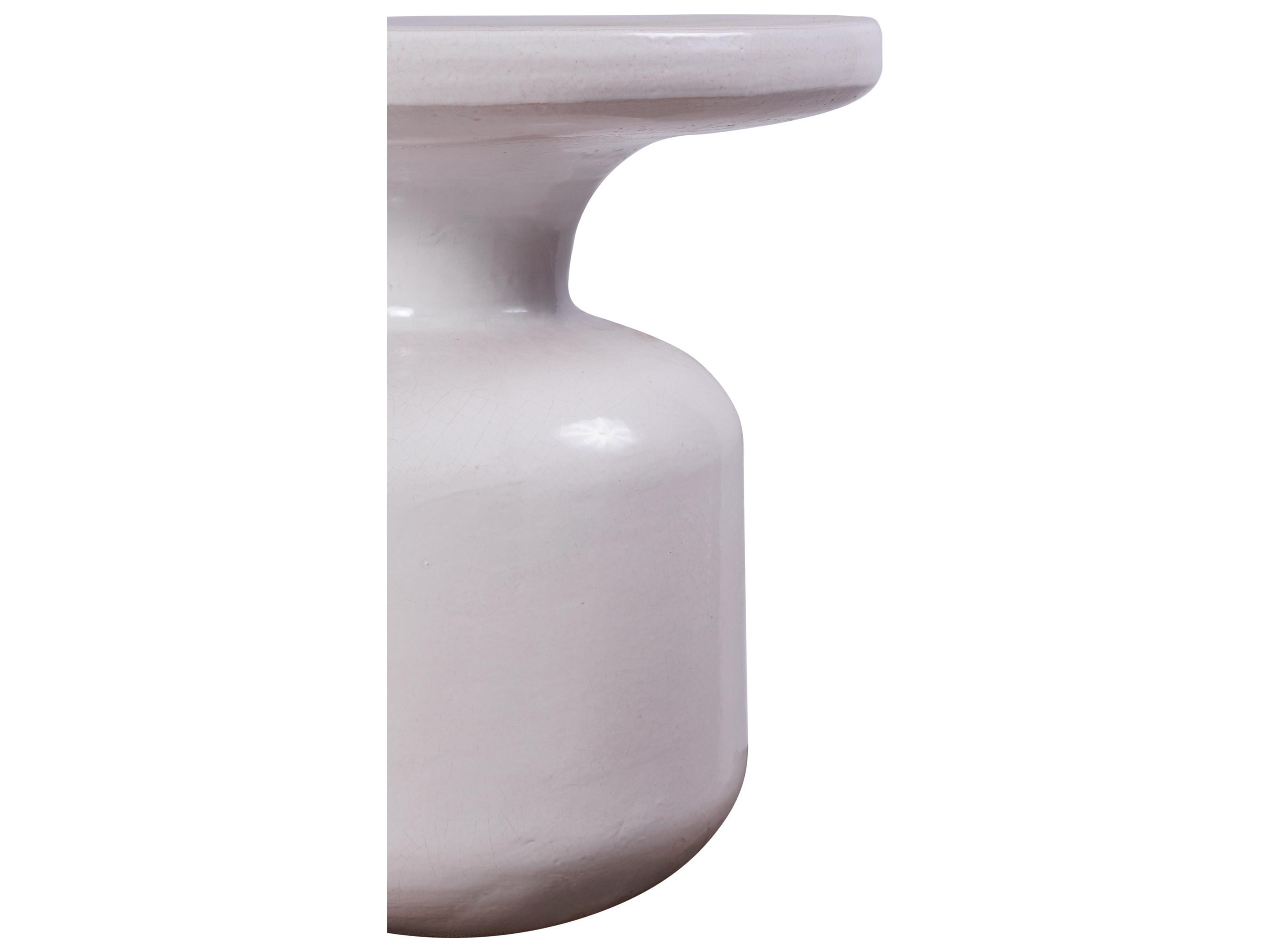 Seasonal Living Ceramics Linen Semi-gloss Ceramic Round End Table