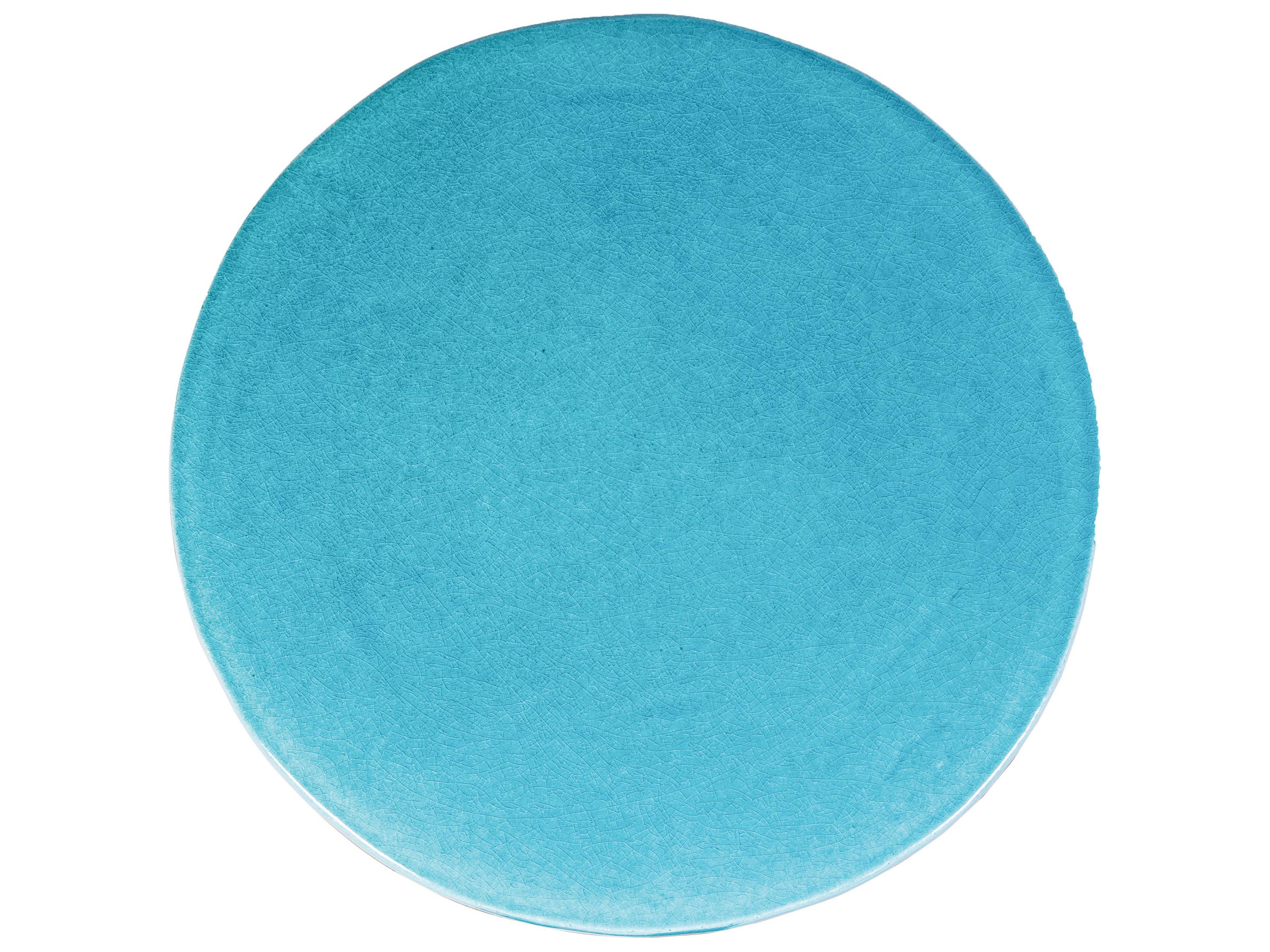 Seasonal Living Ceramics Aquamarine Gloss Ceramic Round End Table
