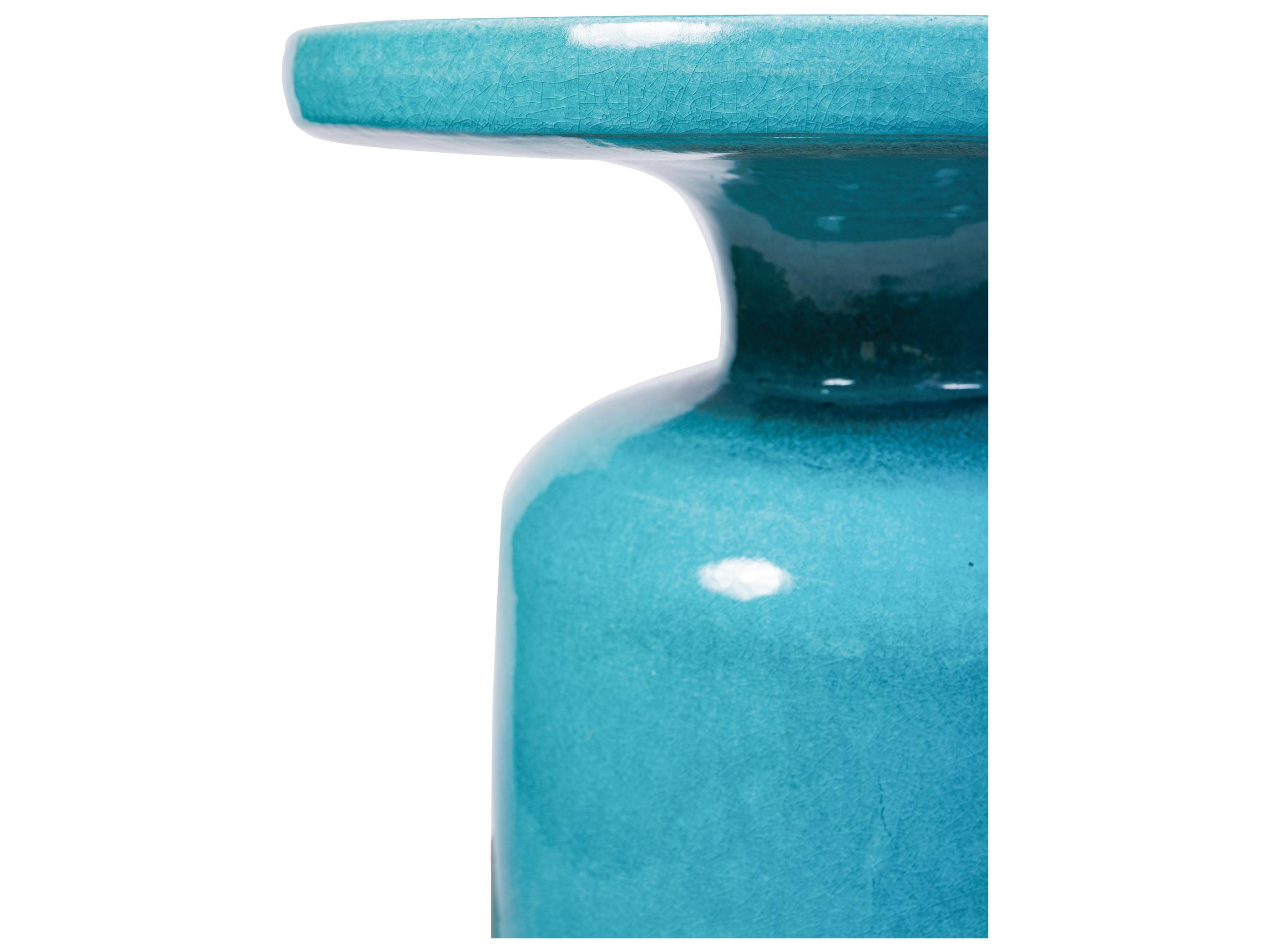Seasonal Living Ceramics Aquamarine Gloss Ceramic Round End Table