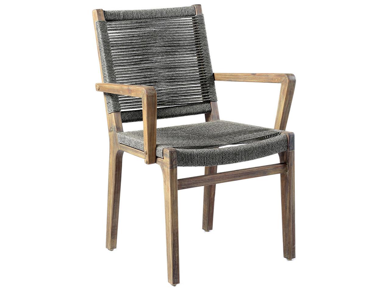 Seasonal Living Explorer Mixed Grey Acacia Wood Oceans Patio Dining Arm Chair Set of 2