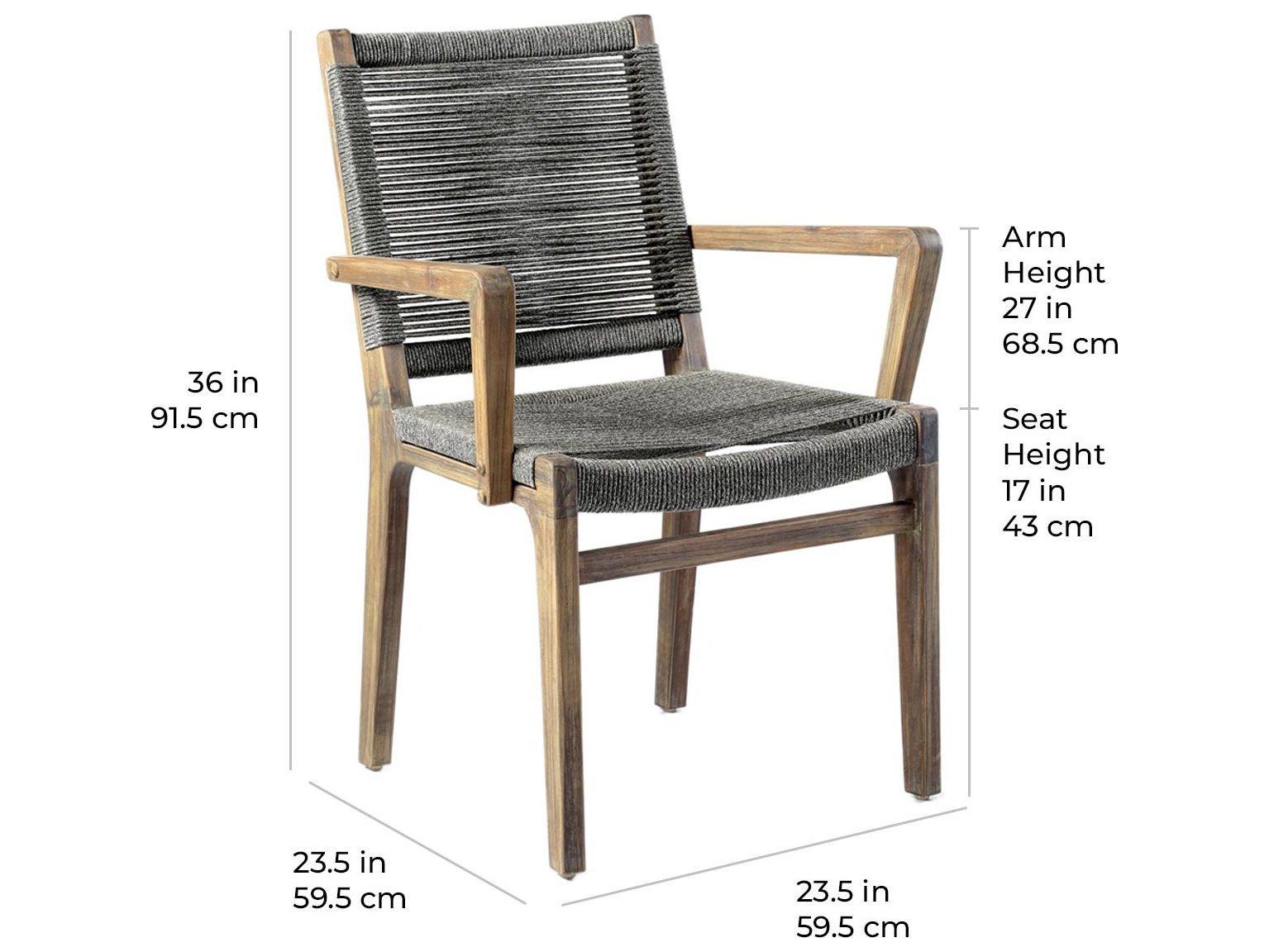 Seasonal Living Explorer Mixed Grey Acacia Wood Oceans Patio Dining Arm Chair Set of 2