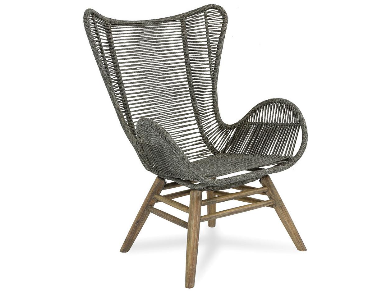 Seasonal Living Explorer Mixed Grey Acacia Wood Oceans Lounge Chair with Ottoman