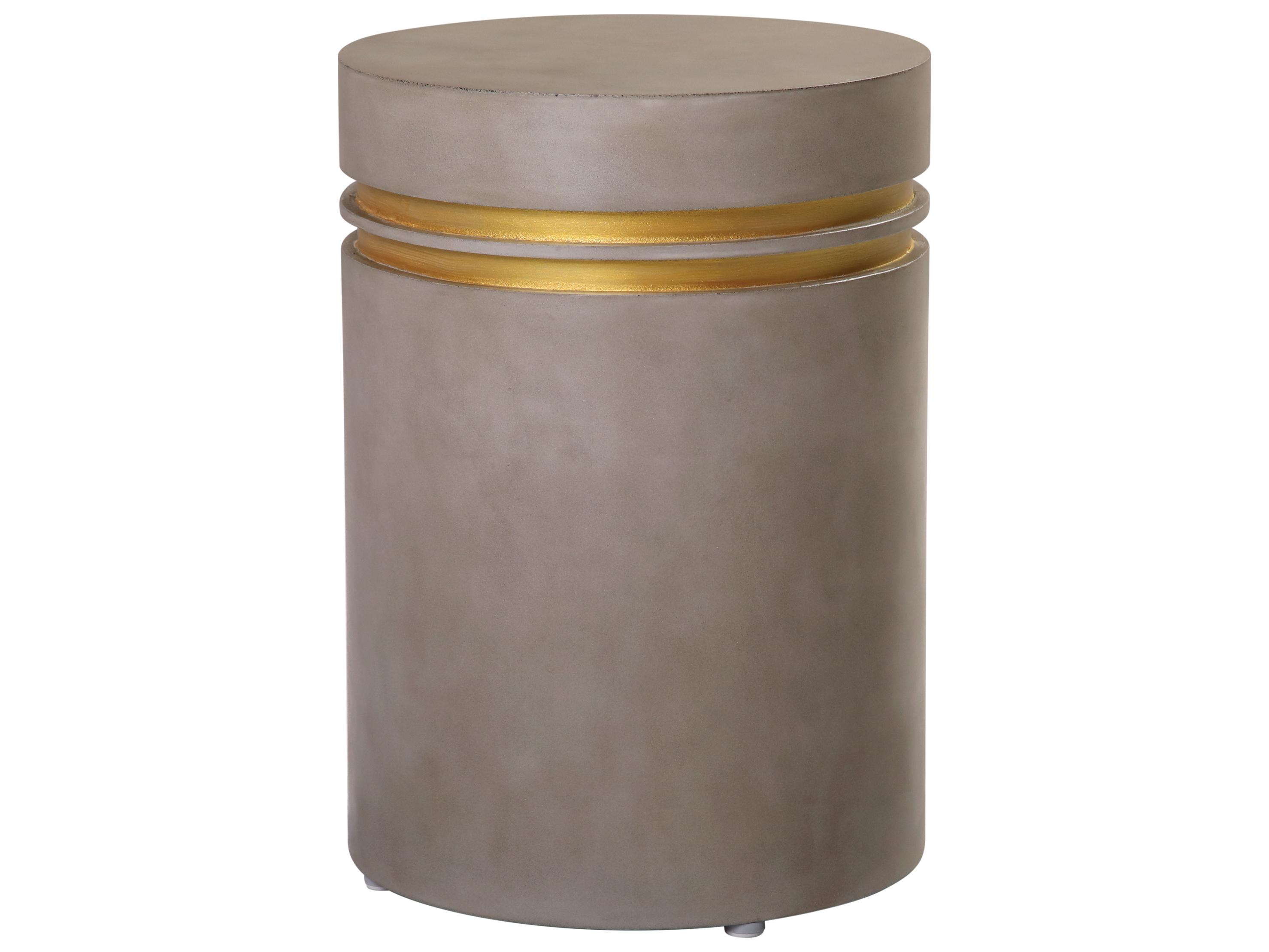 Seasonal Living Perpetual Joy Santori Slate Gray/Gold Round Double Ring Accent Table Tall
