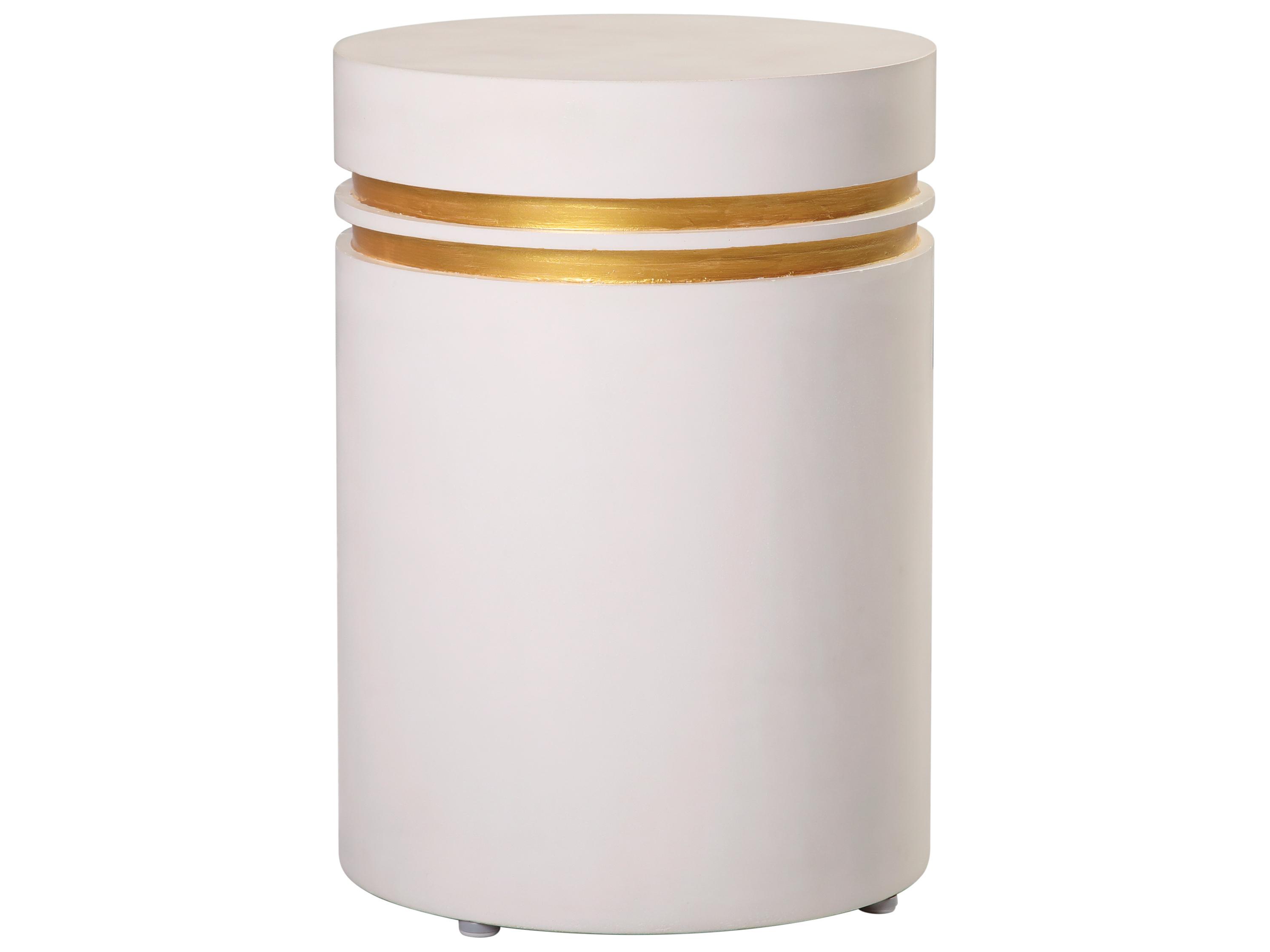 Seasonal Living Perpetual Joy Santori Ivory White/Gold Round Double Ring Accent Table Tall
