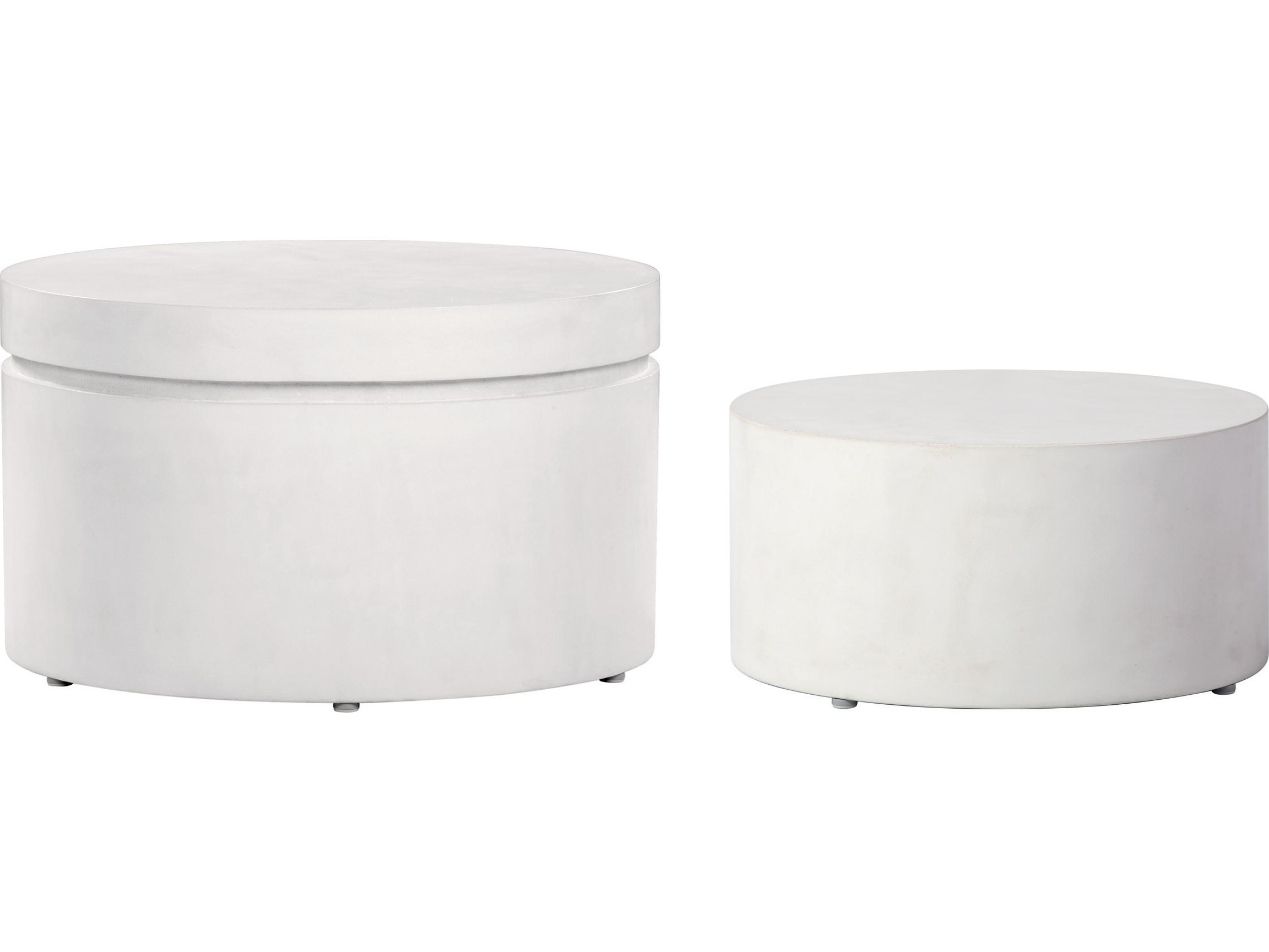 Seasonal Living Lightweight Concrete Ebony White Round End Table