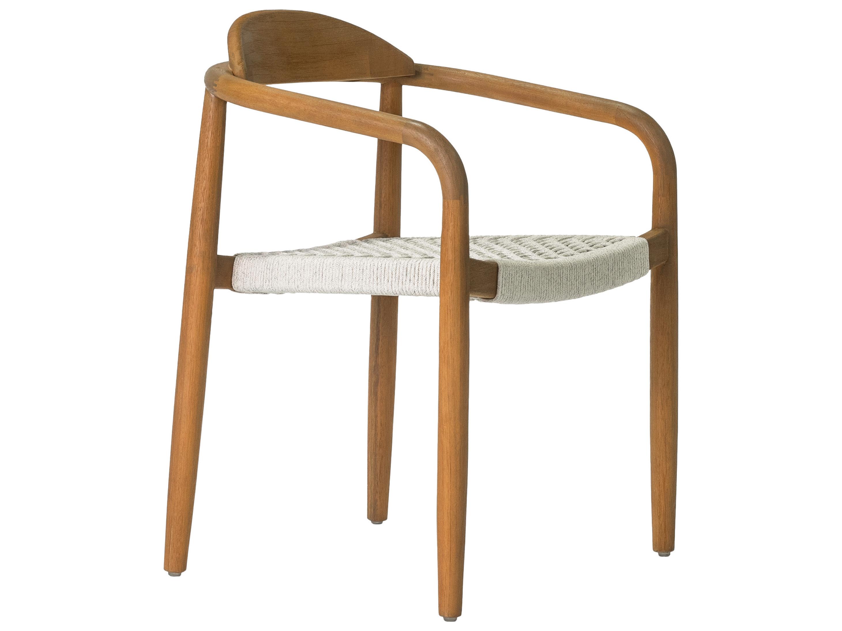 Seasonal Living Explorer Teak Stained Eucalyptus Wood Wicker Dining Chair