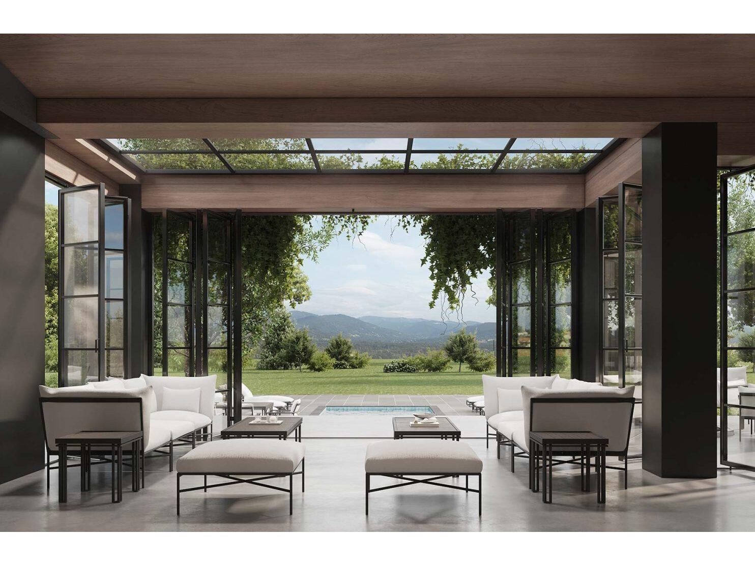 Seasonal Living Patinero Smooth Charcoal Satin Aluminum Rectangular Dining Table