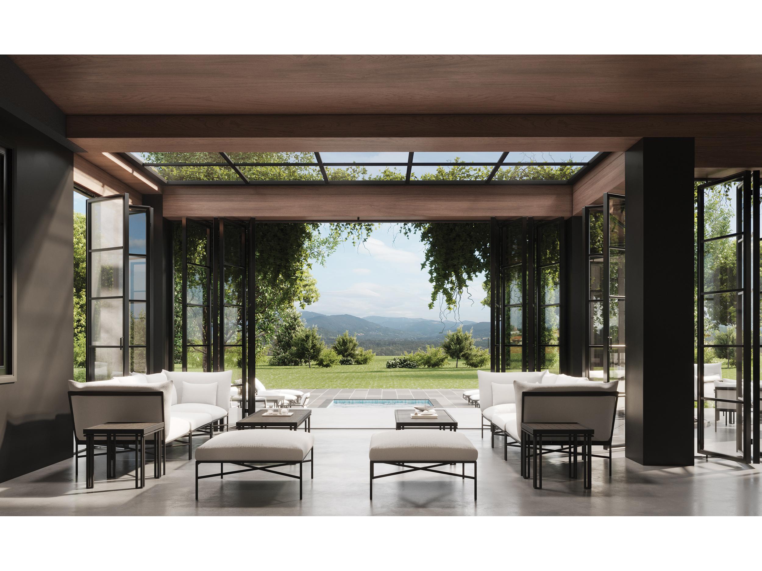 Seasonal Living Patinero Smooth Charcoal Satin Aluminum Cushion Ottoman