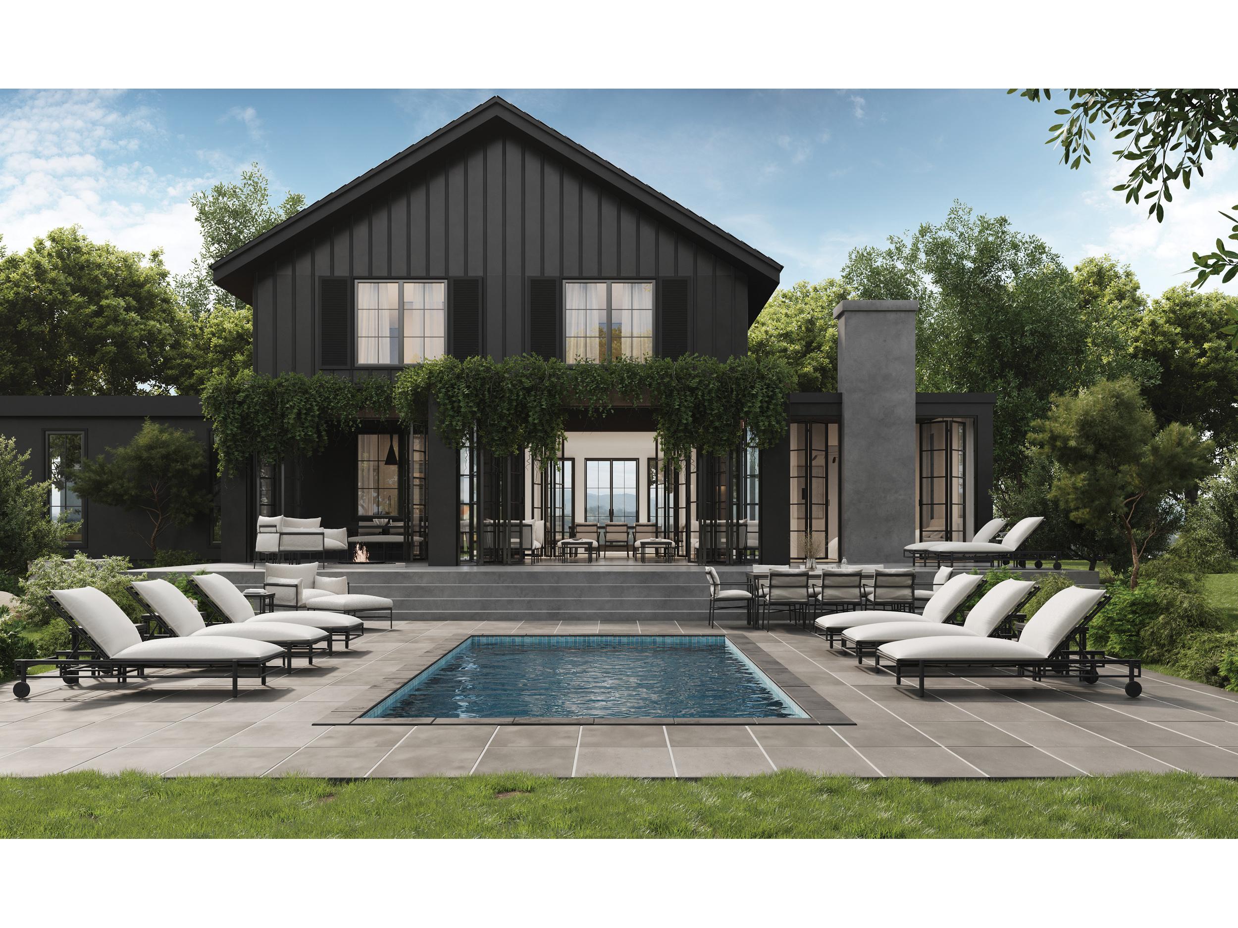 Seasonal Living Patinero Smooth Charcoal Satin Aluminum Cushion Ottoman