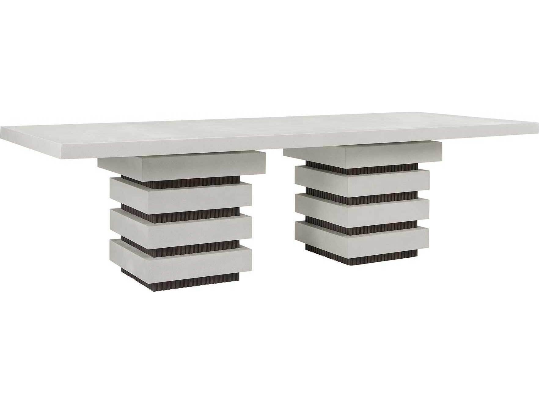 Seasonal Living Provenance Fiber Reinforced Polymer Limestone/Energy Meditation Rectangular Outdoor Dining Table