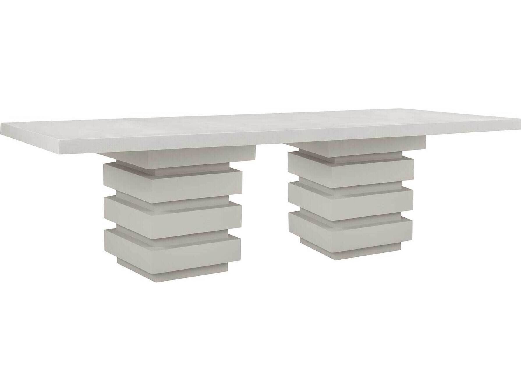 Seasonal Living Provenance Fiber Reinforced Polymer Limestone Meditation Rectangular Outdoor Patio Dining Table