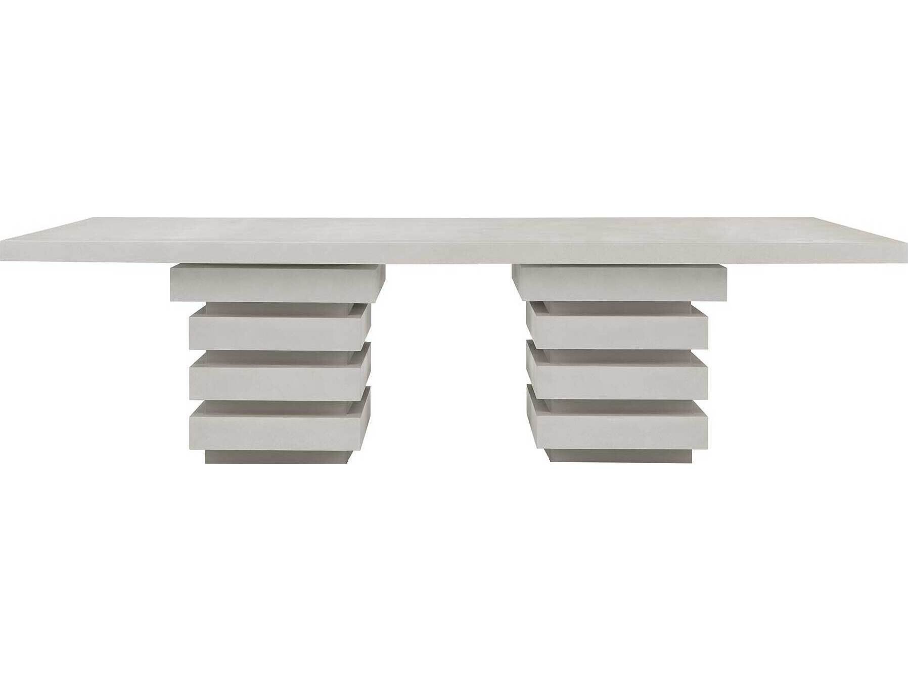 Seasonal Living Provenance Fiber Reinforced Polymer Limestone Meditation Rectangular Outdoor Patio Dining Table