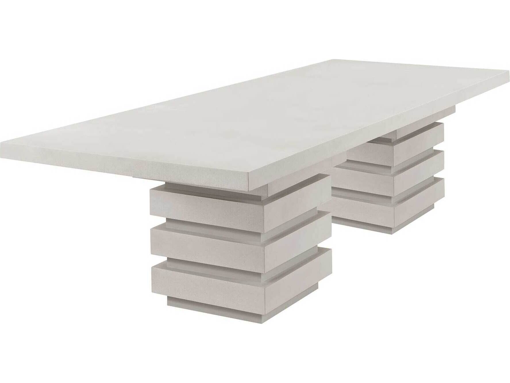 Seasonal Living Provenance Fiber Reinforced Polymer Limestone Meditation Rectangular Outdoor Patio Dining Table